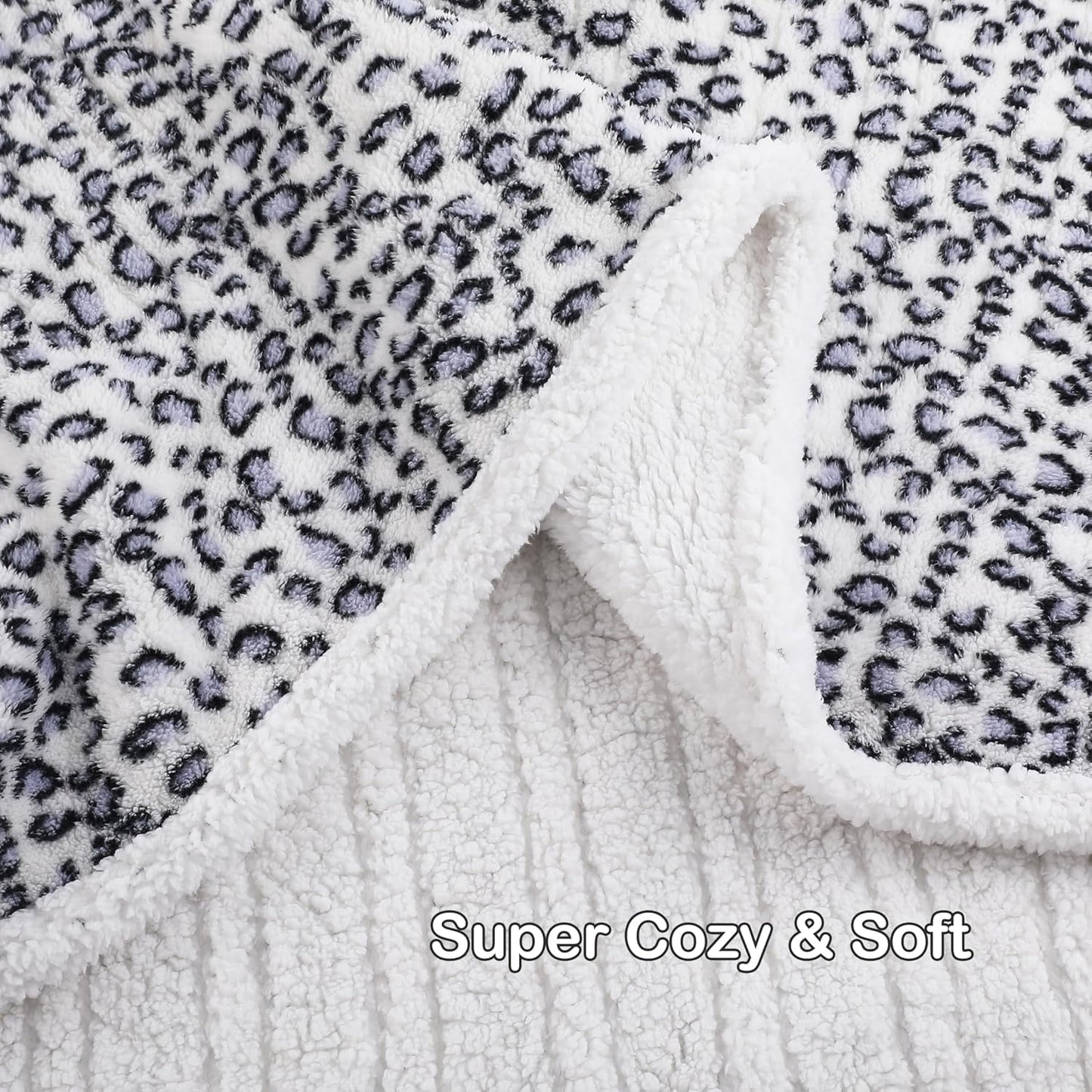 Electric Heated Blanket Full Size 72×84, 10H Auto Off & 6 Heating Settings Fluffy Ultra Soft Warmth Lightweight Cozy Plush Sherpa Machine Washable, Fast Heating, Home Office Leopard Print Blue & White