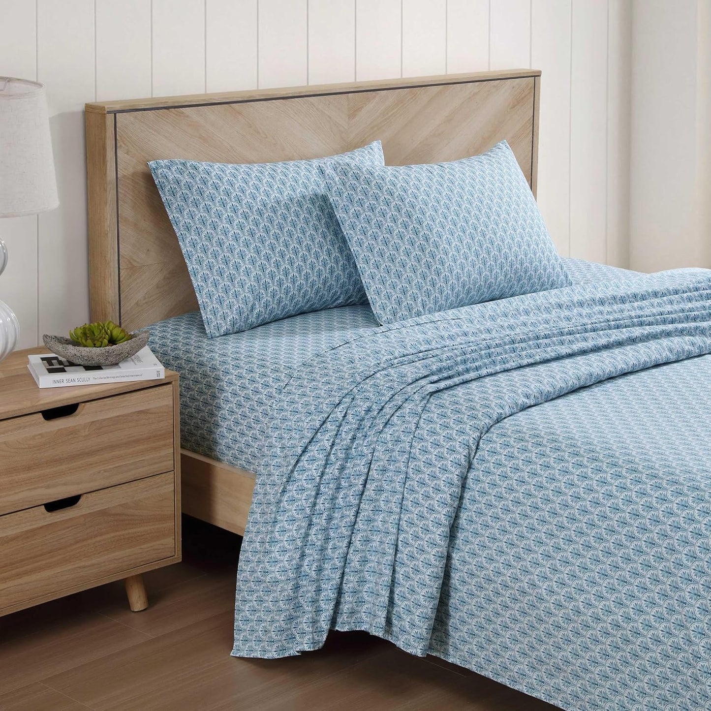 Tommy Bahama - King Sheet Set, Super Soft Cotton Percale Bedding with Matching Shams, Tropical Bedding Set, Oeko-Tex Certified (Coastal Batik Blue, King)