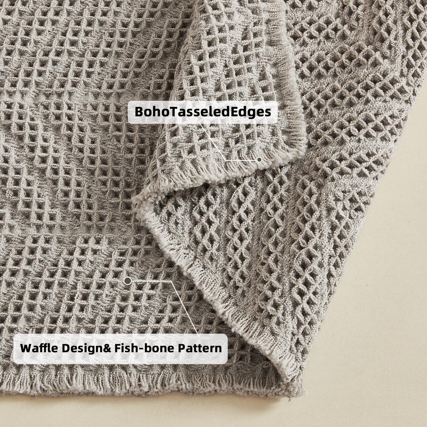 Bath Rugs,Upgraded Waffle Bath Mat,Super Absorbent Boho Bath Rug Non Slip Bath Rugs,Machine Washable Rugs, Rubber Backed Shower Matt, Ultra Soft,Gray,18" x 30"