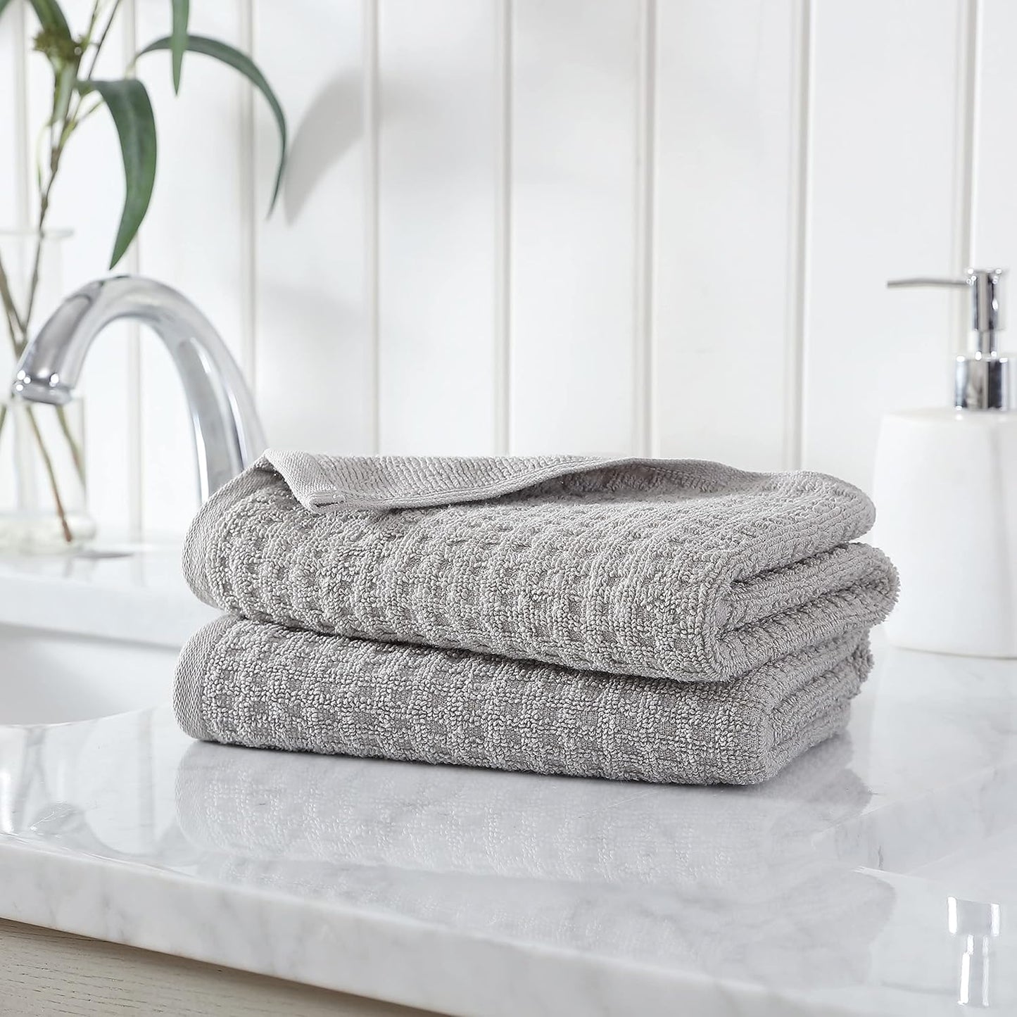 Tommy Bahama- Hand Towel Set, Highly Absorbent Cotton Bathroom Decor, Low Linting & Fade Resistant (Northern Pacific Grey, 2 Piece)