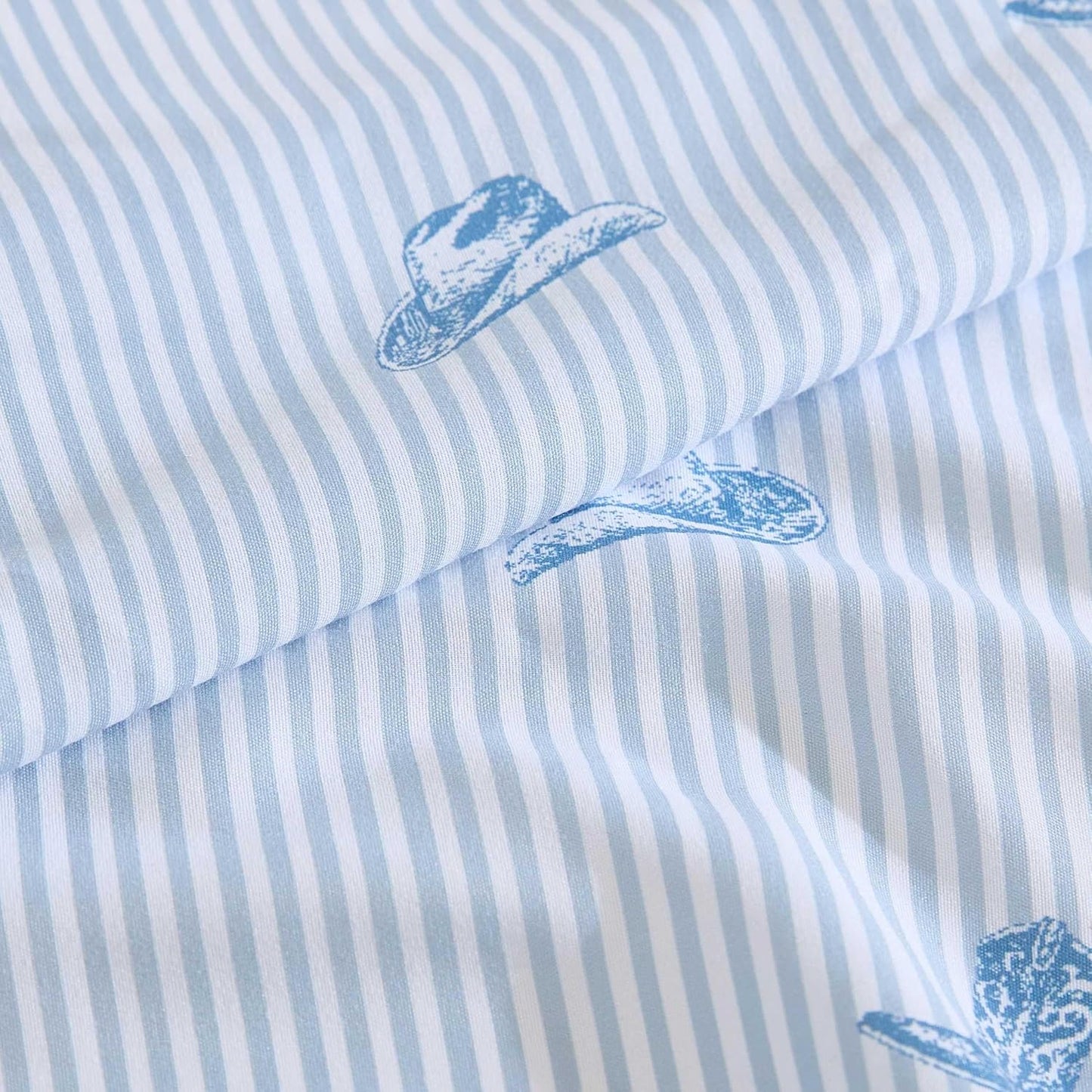 Wrangler - King Bed Sheets, Ultra-Soft & Lightweight Bedding with Matching Pillowcases, Lightweight Bed Set for All Season Comfort, Oeko-Tex Certified (Cowboy Pinstripe Blue)