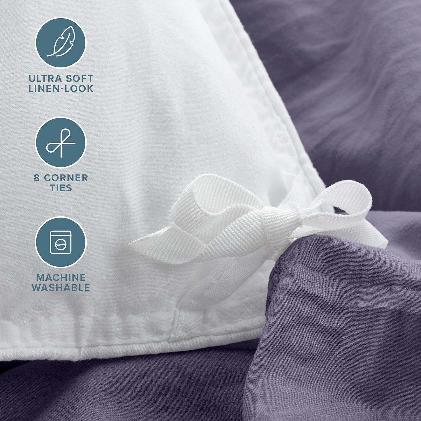 Bare Home Microfiber Duvet Cover Set - Ultra Soft Washed Microfiber - Full Size - Linen-Like Look - Easy Care - Breathable Fabric - Our Softest Duvet Cover Set (Full, Dusty Purple)