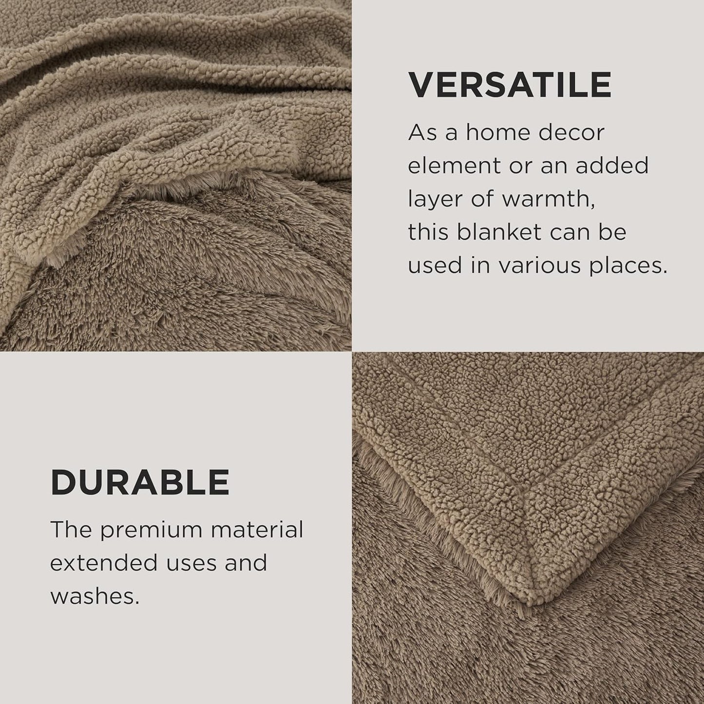 Bedsure GentleSoft Fluffy Brown Blankets Queen Size for Bed, Thick Sherpa Faux Fur Fleece Fuzzy Plush Winter Warm Heavy Soft Queen Blankets, Bedroom Decor Brown Gifts Cozy Gifts for Women Men, 90x90