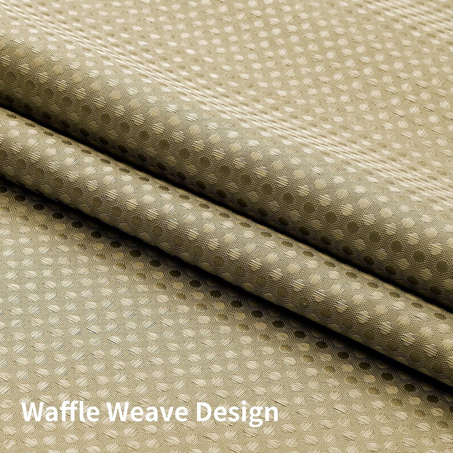 Colorful Star No Hook Shower Curtain with Snap in Fabric Liner, Waffle Weave Heavy Duty Thick Shower Curtains with Mesh Top Window, Hotel Style Waterproof Bathroom Curtain Set, 72 x 87 Inch, Beige