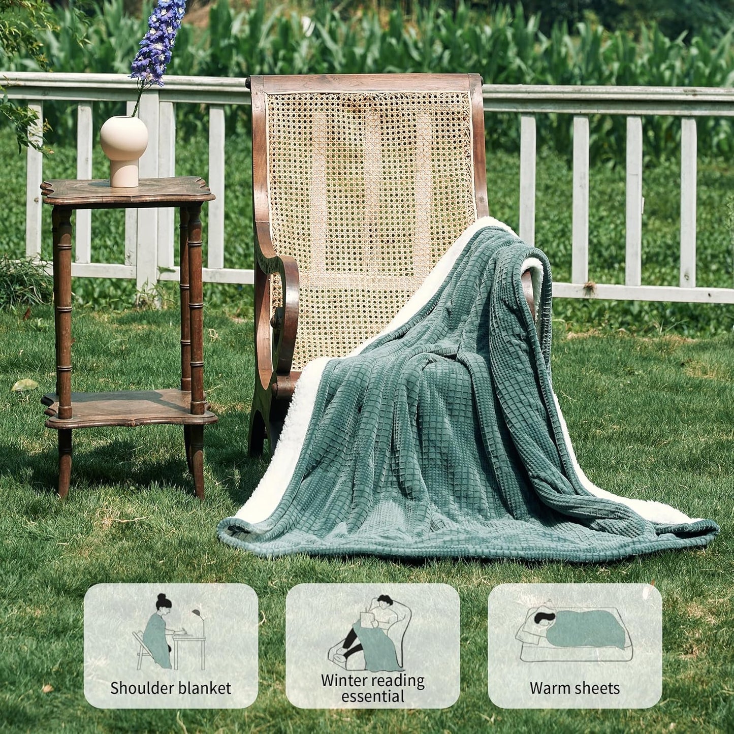 Heated Blanket Electric Blanket Throw 50''X60''-Heating Throw with 9 Heat Settings-2-10 Hours Auto Off,ETL Certified,Machine Washable (Green)