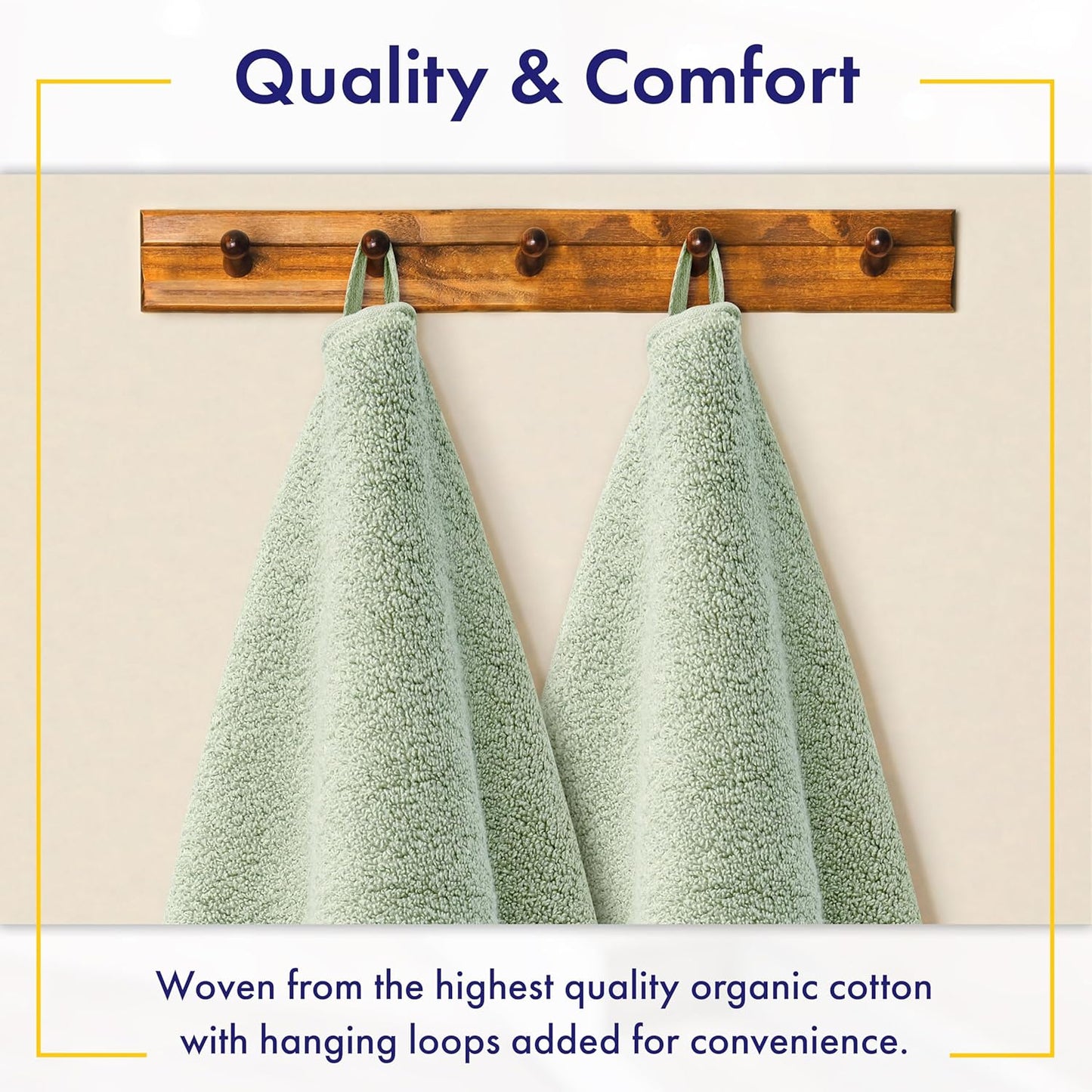 100% Organic Zero-Twist Cotton Towel - Luxury Bath Towel - Ultra Soft & Plush 700GSM Long-Staple Cotton (Eucalyptus Green)