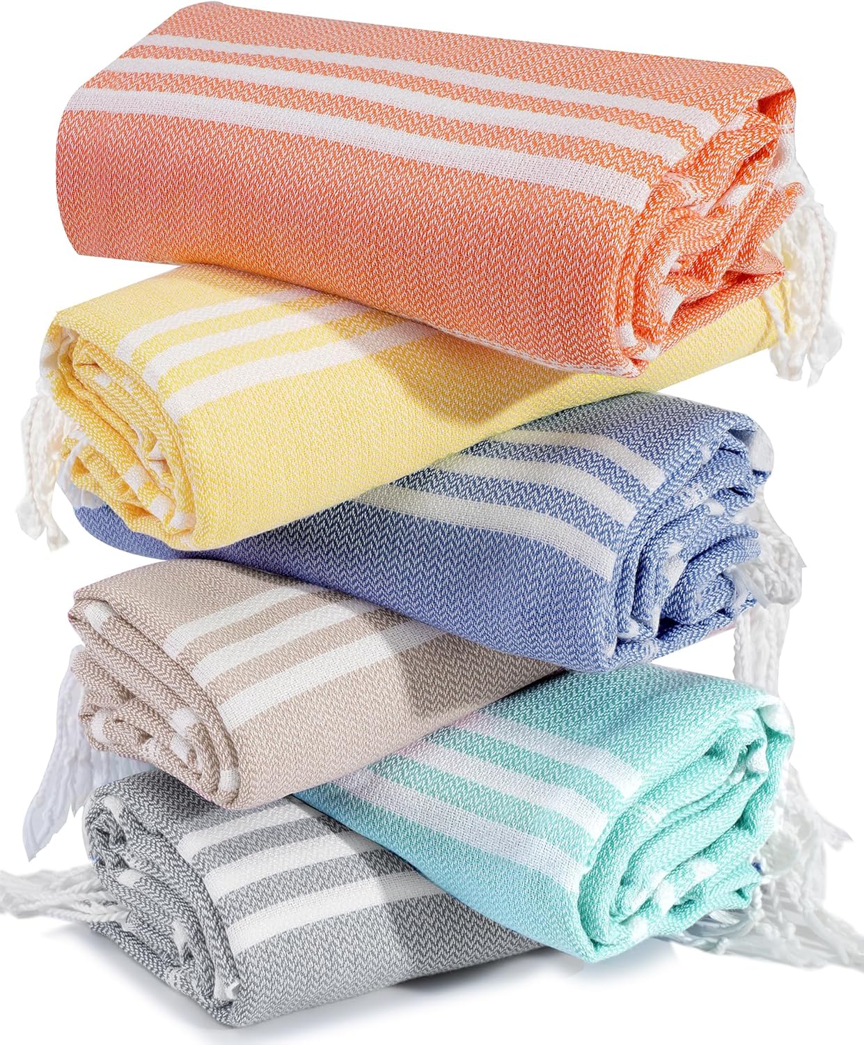 6 Packs Oversized Turkish Beach Vacation Essentials Bath Towel Set Bulk Extra Large Sand Free Quick Dry Swim Camping Pool Clearance Towels Travel Blanket Adult Stripe Proof Cloud Men Women Adult