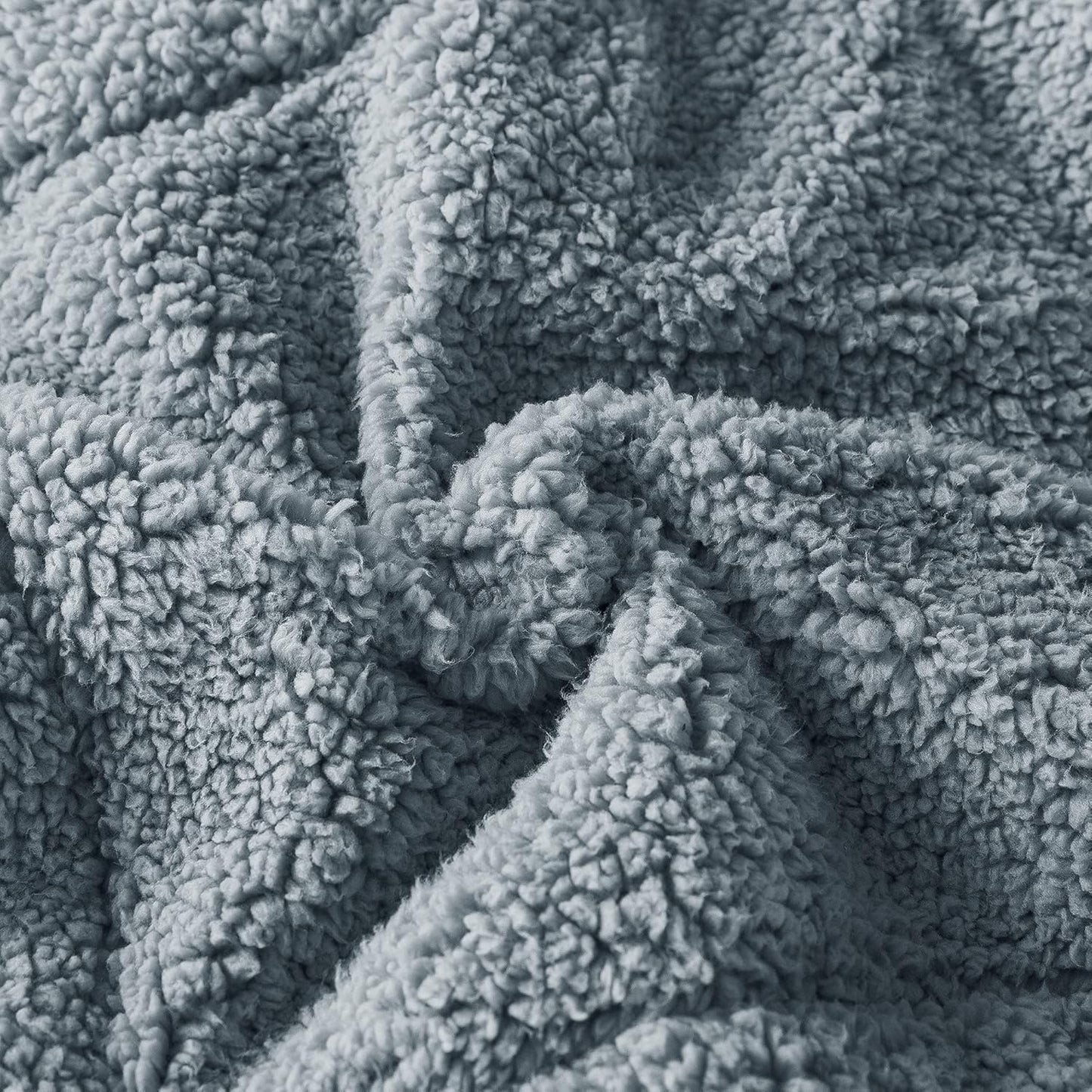 KASENTEX Super Ultra Soft Luxury Plush Sherpa Comforter, Cozy Reversible Faux Fur Machine Washable Bedding, Grey Blue, King Size