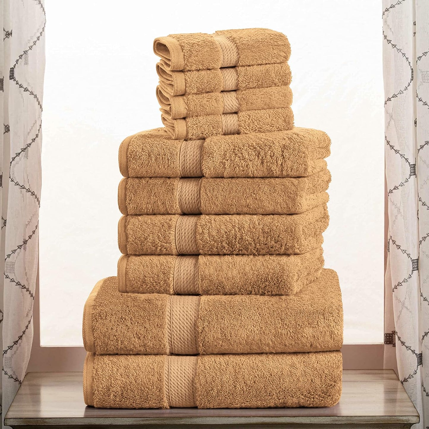 Superior Egyptian Cotton Pile 10 Piece Towel Set, Includes 2 Bath, 4 Hand, 4 Face Towels/Washcloths, Ultra Soft Luxury Towels, Thick Plush Essentials, Guest Bath, Spa, Hotel Bathroom, Rust