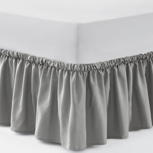 Bed Skirt King/California King Bed Skirt Wrap Around Ruffled Box Spring Cover, Easy Install, Washable 15" Drop Elastic Dust Ruffle by Casual Living, Easy Install, 78-inch x 80-inch, Grey