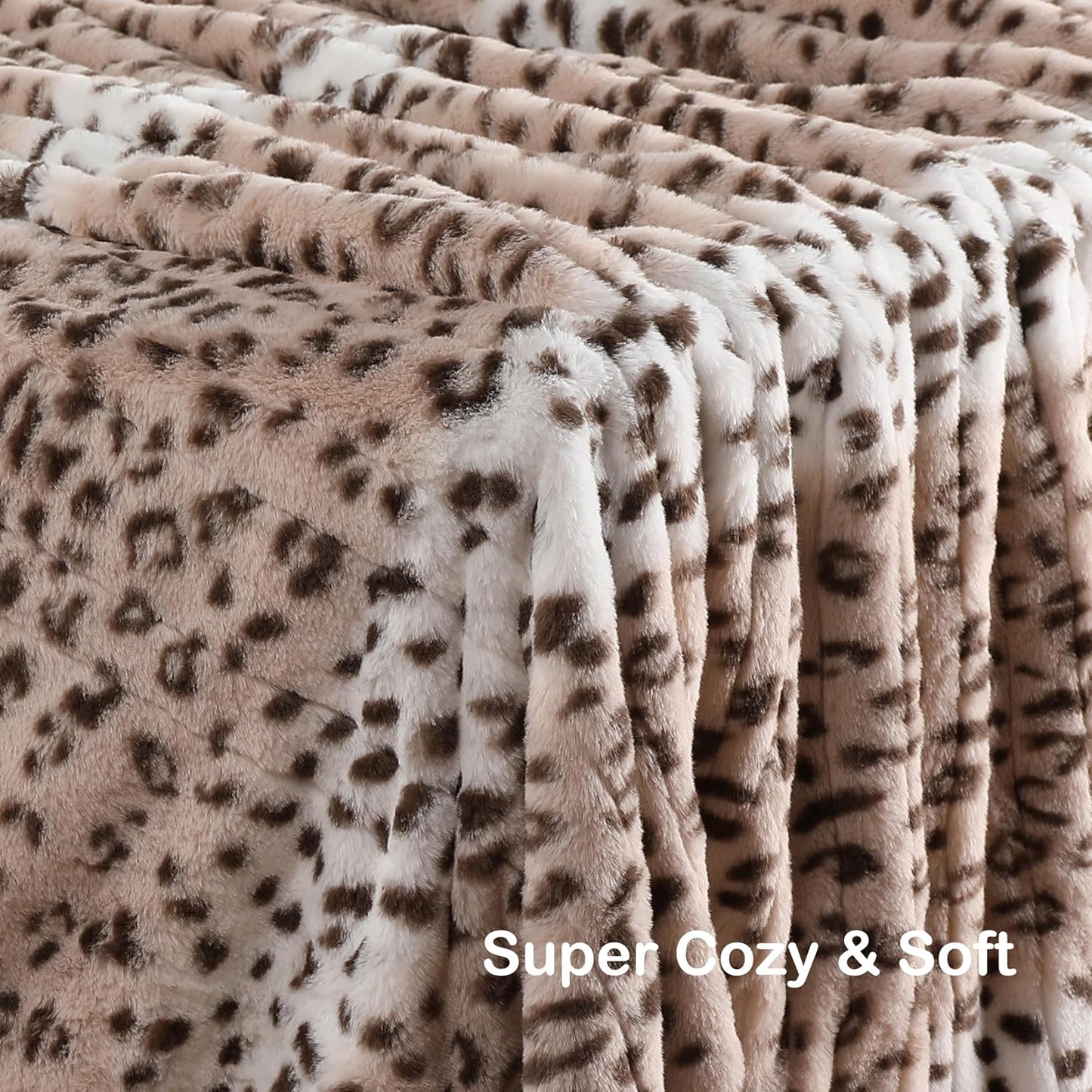 Electric Heated Blanket Full Size 72"x84", Cozy Large Oversized, 6 Heating Levels & 1-10 Hours Auto Off, Machine Washable, Leopard Print, Beige