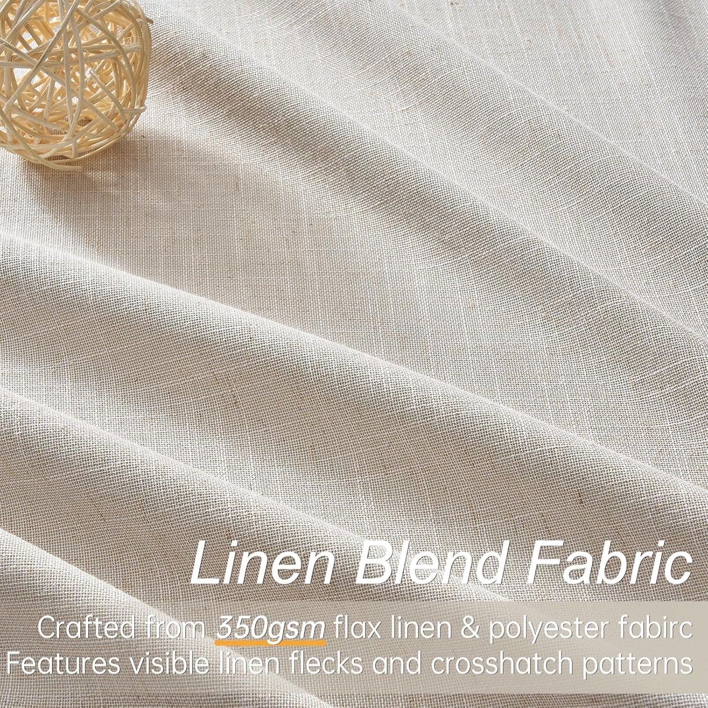 Topfinel 90 Inches Long Full Blackout Linen Curtains for Bedroom, Oatmeal Pinch Pleated Sound Block Curtains, Beige Decorative Elegant Farmhouse Lined Drapes 2 Panels Set for Living Room Sliding Door
