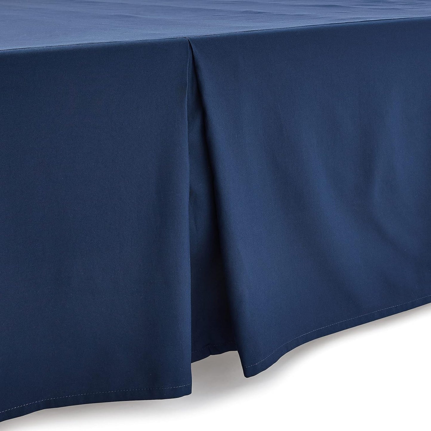 Amazon Basics Lightweight Pleated Bed Skirt, King, Navy Blue, Solid