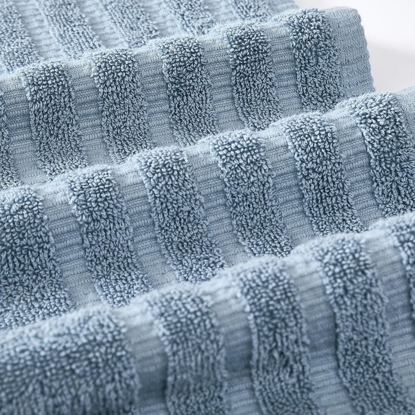 Modern Threads Organic Vines 6-Piece 100% Cotton Towel Set – Yarn Dyed Jacquard & Solid – Includes 2 Bath Towels, 2 Hand Towels, 2 Washcloths – Absorbent, Quick Dry, Soft & Durable – Blue