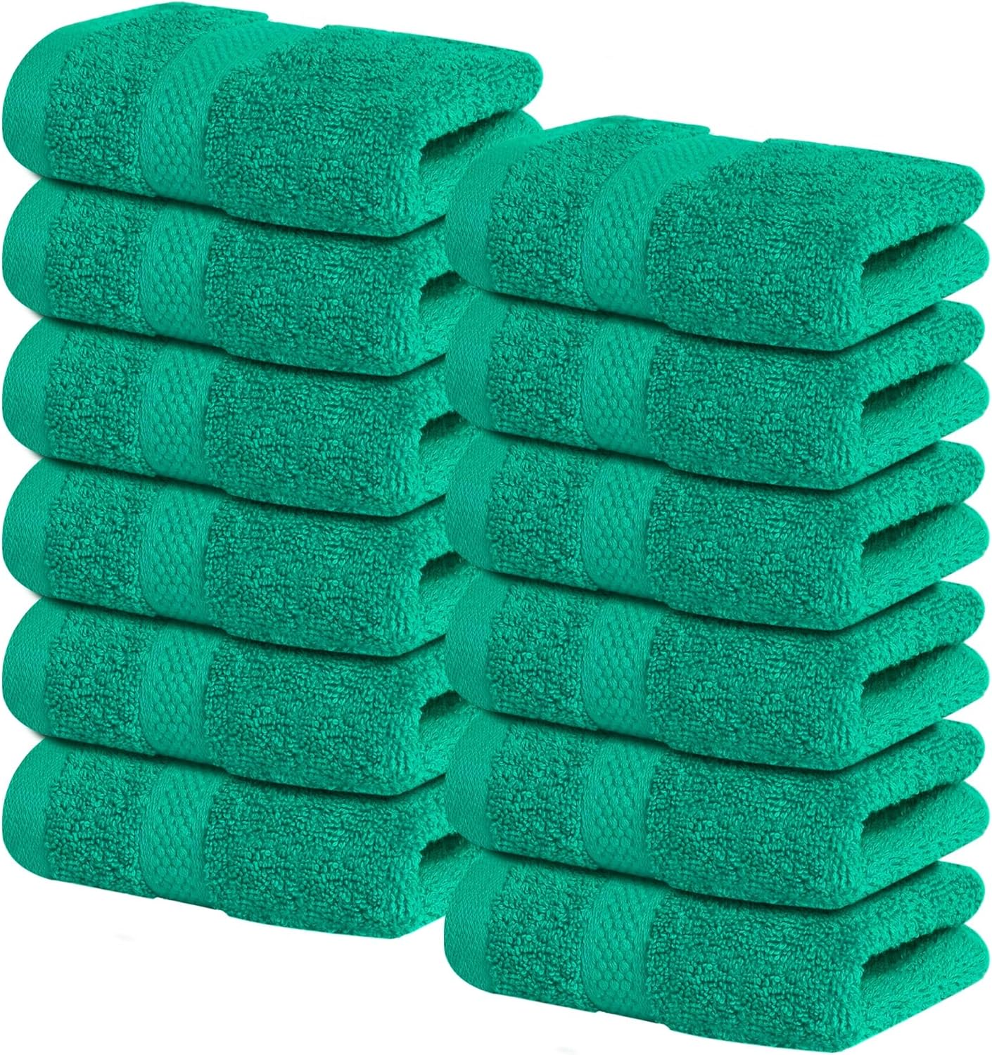Infinitee Xclusives Luxury Wash Cloths for Showering [13x13] – 100% Cotton Washcloths [Pack of 12], Soft and Absorbent Face Towels for Bathroom Wash Clothes, Gym, and Spa (Vivid Green)