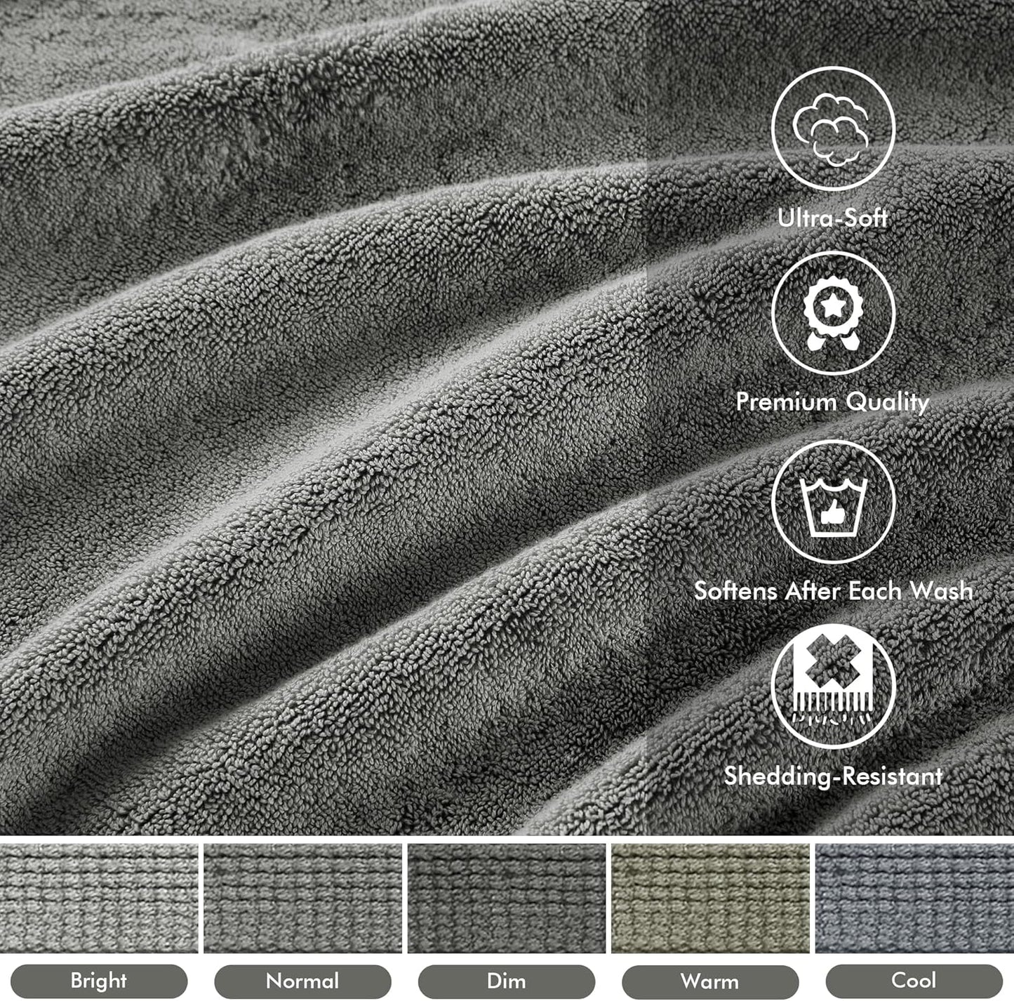 Madison Park 800GSM Bathroom Towel Set of 8 100% Cotton Bath Towel Set for Bathroom Luxurious Highly Absorbent 2 Bath Towels 2 Hand Towels 4 Washcloths Quick Dry Spa Quality Grey