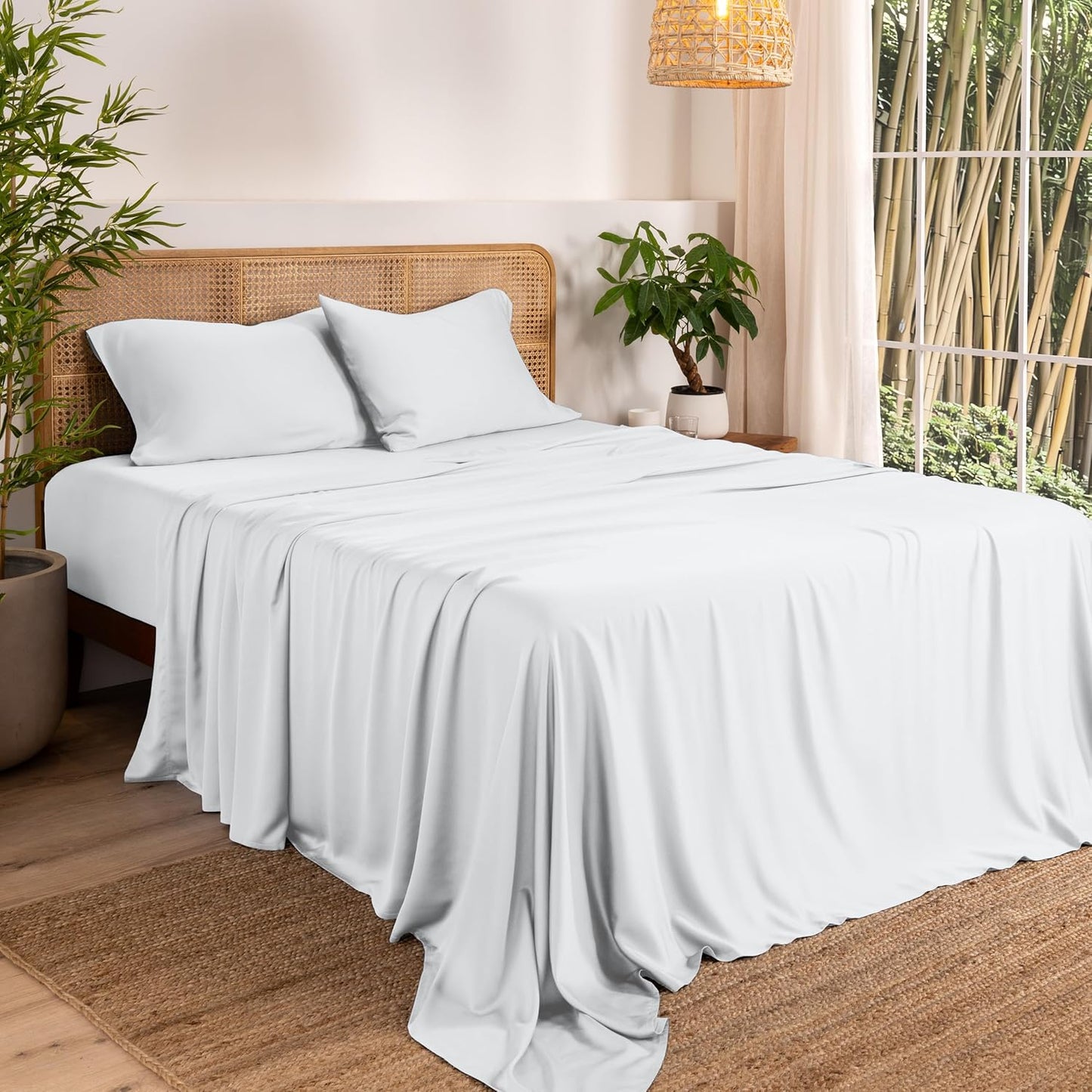 Bare Home 100% Rayon Made from Bamboo Luxury Twin XL Sheet Set - 3 Piece Bedding Set - Deep Pockets - Cooling & Breathable - Easy Fit - Soft Bedding Sheets & Pillowcases (Twin XL, White)