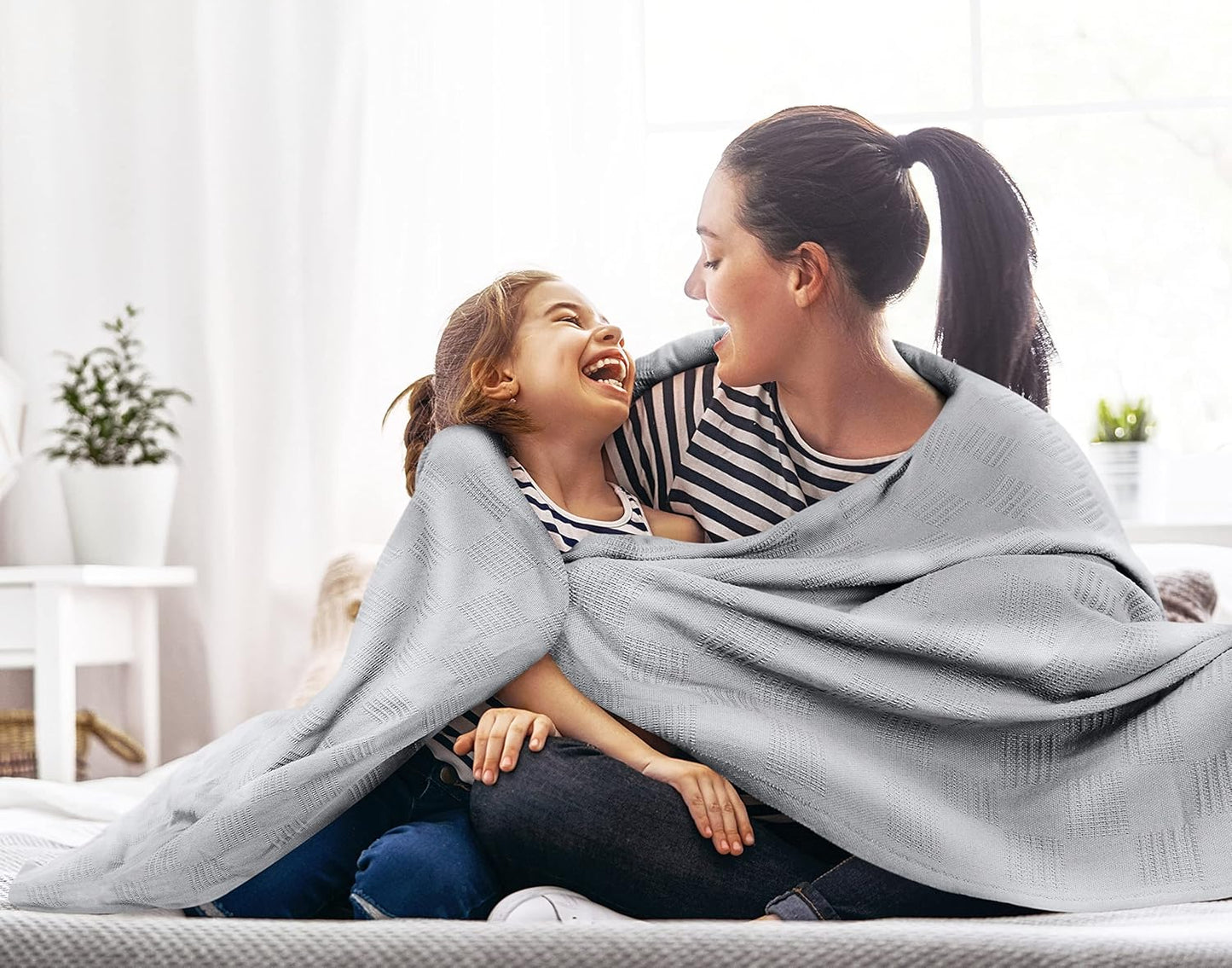 Utopia Bedding Cool Grey 100% Cotton Blanket [King Size - 90x108 Inch] 350GSM Lightweight, Soft and Breathable Thermal Blanket for All Seasons