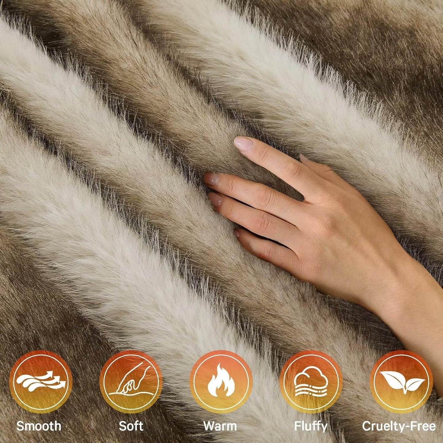 Heated Electric Blanket Twin, Octrot 60"X80" Faux Fur Heating Blanket Luxury Christmas Gifts Heavy Plush with 10 Heats Levels & 8 Hours Auto Off,Super Cozy Warm Fuzzy,Fluffy Decor Winter Warming,Brown