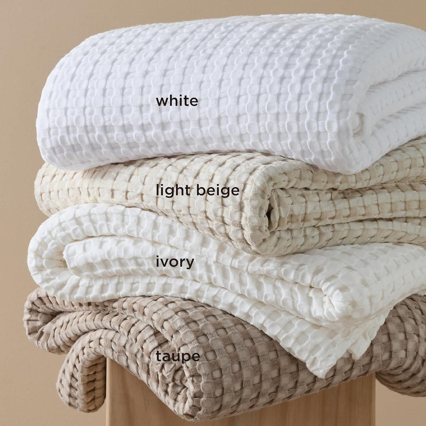 Bedsure Cooling Cotton Waffle Oversized King Blanket - Lightweight Breathable Blankets Rayon Derived from Bamboo for Hot Sleepers, Luxury Throws for Bed and Sofa, White, 120x96 Inches