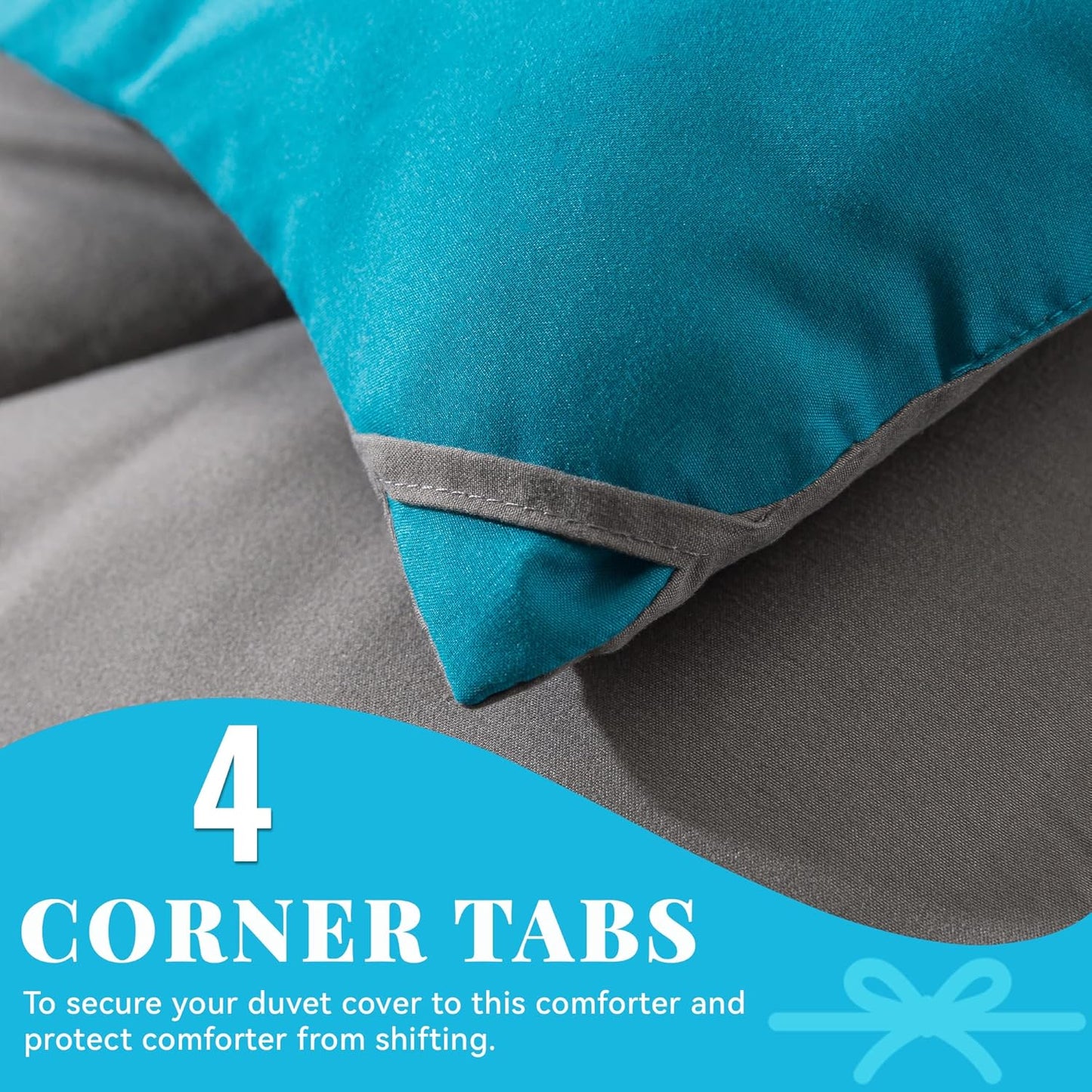 Cosybay Down Alternative Comforter (Algiers Blue/Dark Grey, King) - All Season Soft Quilted King Size Bed Comforter - Duvet Insert with Corner Tabs -Winter Summer Warm Fluffy, 102x90 inches