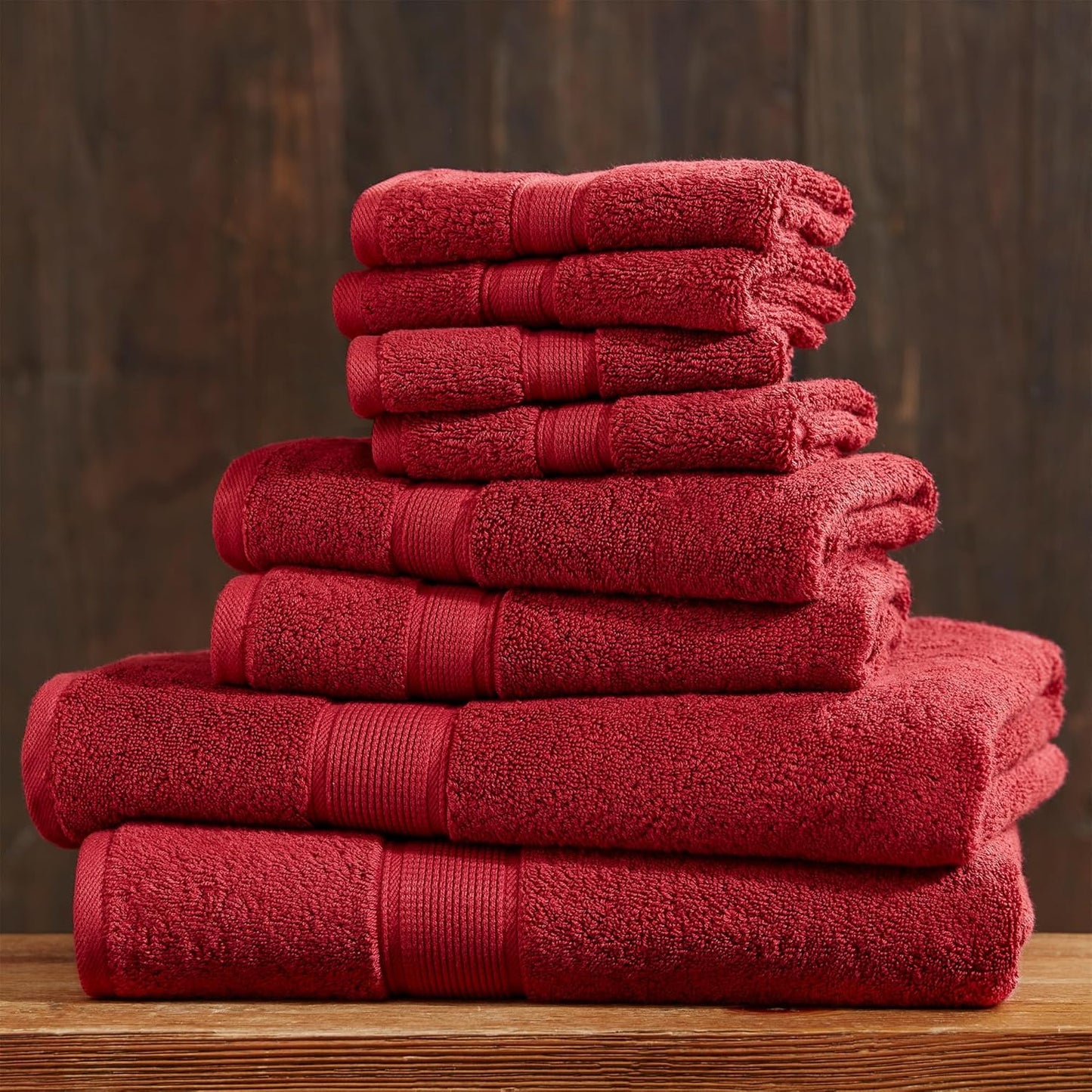 Madison Park 800GSM Bathroom Towel Set of 8 100% Cotton Bath Towel Set for Bathroom Luxurious Highly Absorbent 2 Bath Towels 2 Hand Towels 4 Washcloths Quick Dry Spa Quality Bright Red