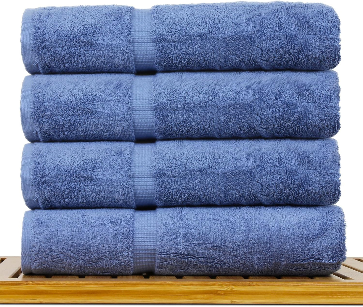 Luxury Hotel & Spa Ultra Soft Bath Towels 100% Turkish Cotton - Wedgewood - Set of 4