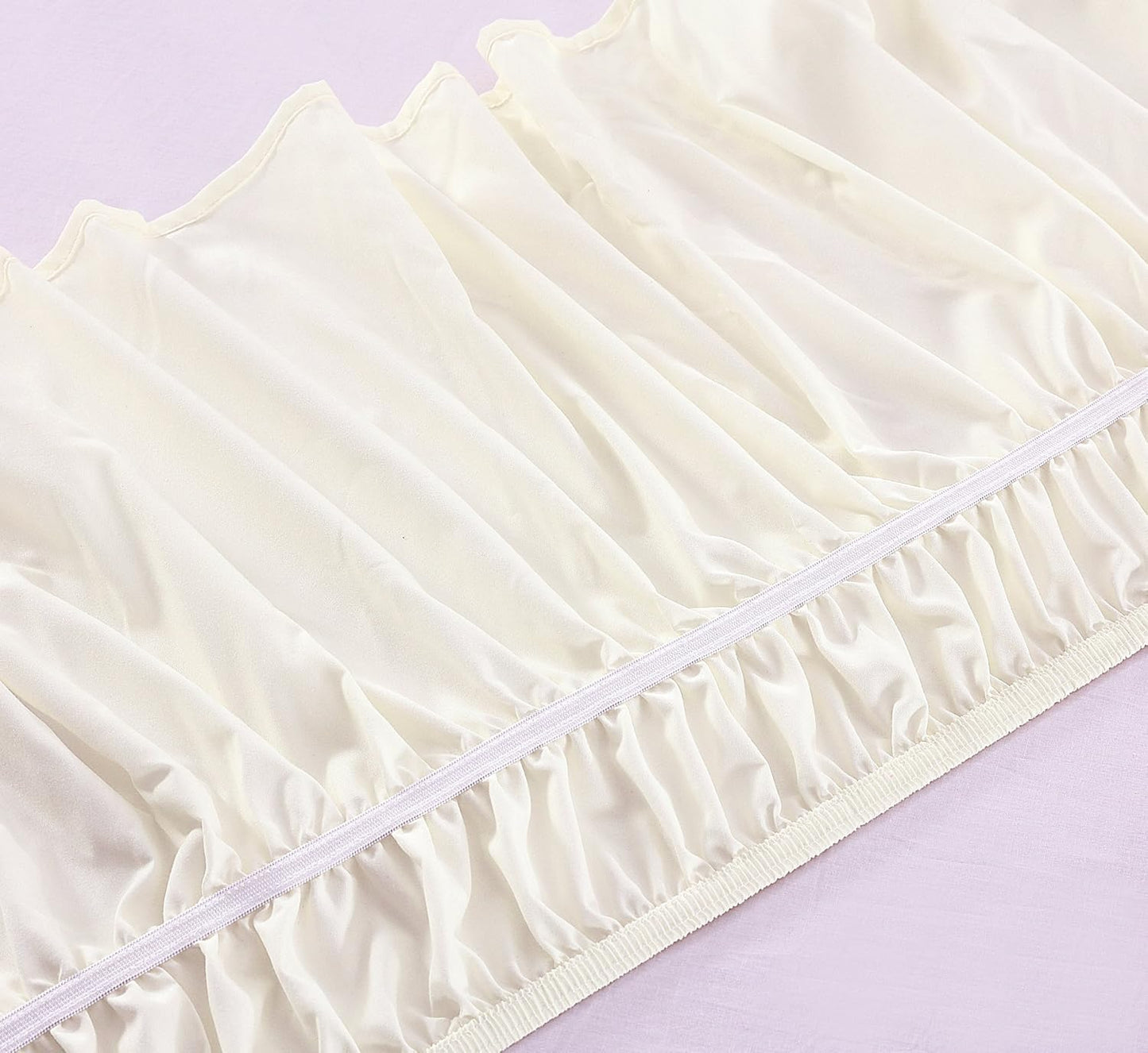 MEILA Bed Skirt, Easy to Install Wrap Around Dust Ruffled Ivory Skirts for Twin and Full Size Beds 16 Inch Drop