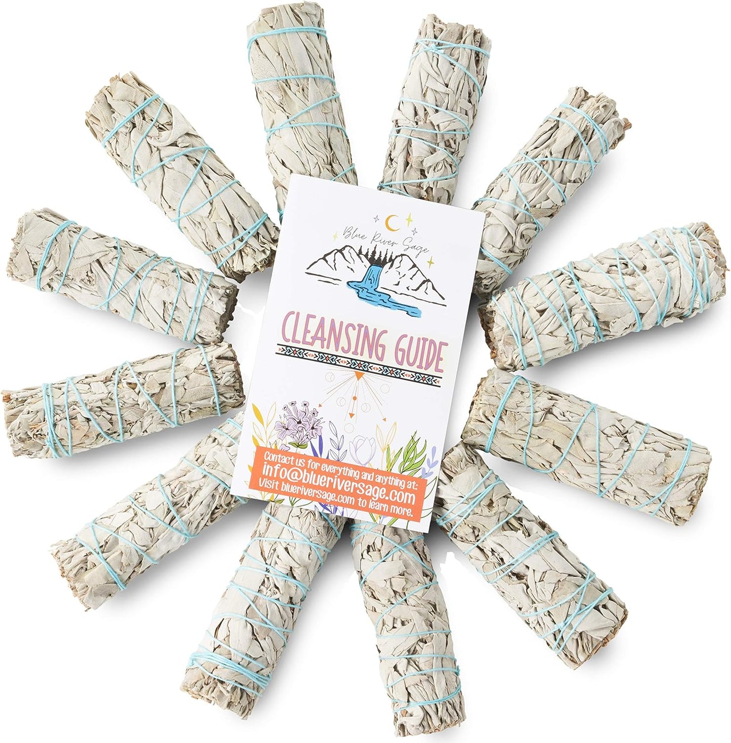Blue River Sage 20 White Sage Smudge Sticks 4 Inch - Sustainably Grown Sage Bundles for Smudging, Cleansing Home Office, & Ceremony