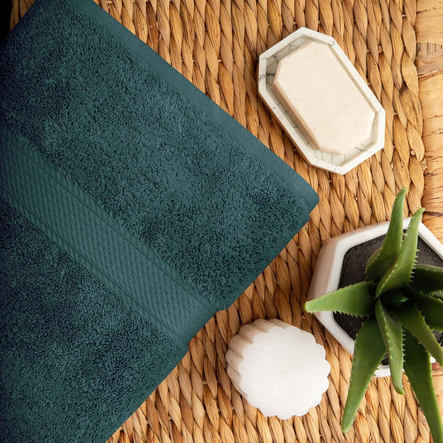 Superior Egyptian Cotton Pile 10 Piece Towel Set, Includes 2 Bath, 4 Hand, 4 Face Towels/Washcloths, Ultra Soft Luxury Towels, Thick Plush Essentials, Guest Bath, Spa, Hotel Bathroom, Teal