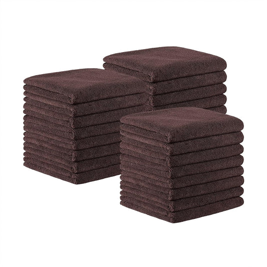 Arkwright Bleach Proof Salon Towels Bulk - Pack of 24 - Ultra Soft, Gentle Microfiber, Highly Absorbent & Quick Dry Spa Facial Towel for Hair Stylist, Nail Shop, and Esthetician, 16 x 27 in, Brown
