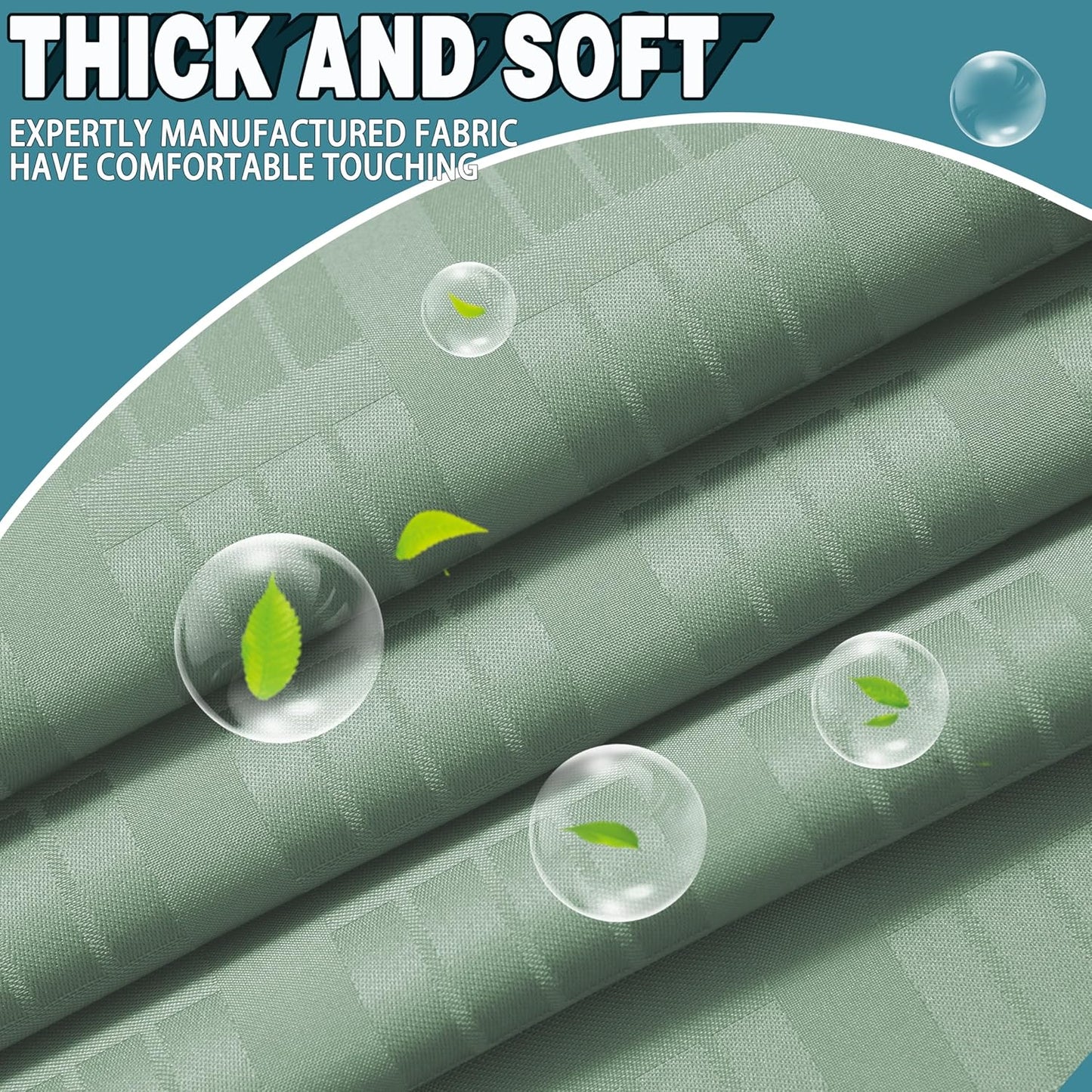 Conbo Mio No Hook Sage Green Shower Curtain with Snap in Liner Set, Hotel Luxury Shower Curtains for Bathroom with See Through Top Window, Waterproof, Washable 71W x 74H
