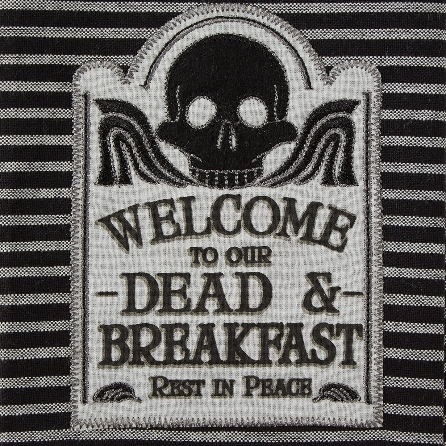 DII Happy Halloween Dishtowel Collection Embellished Cotton Kitchen Hand Towel Set, 18x28, Skull Damask/Haunted House, 3 Count