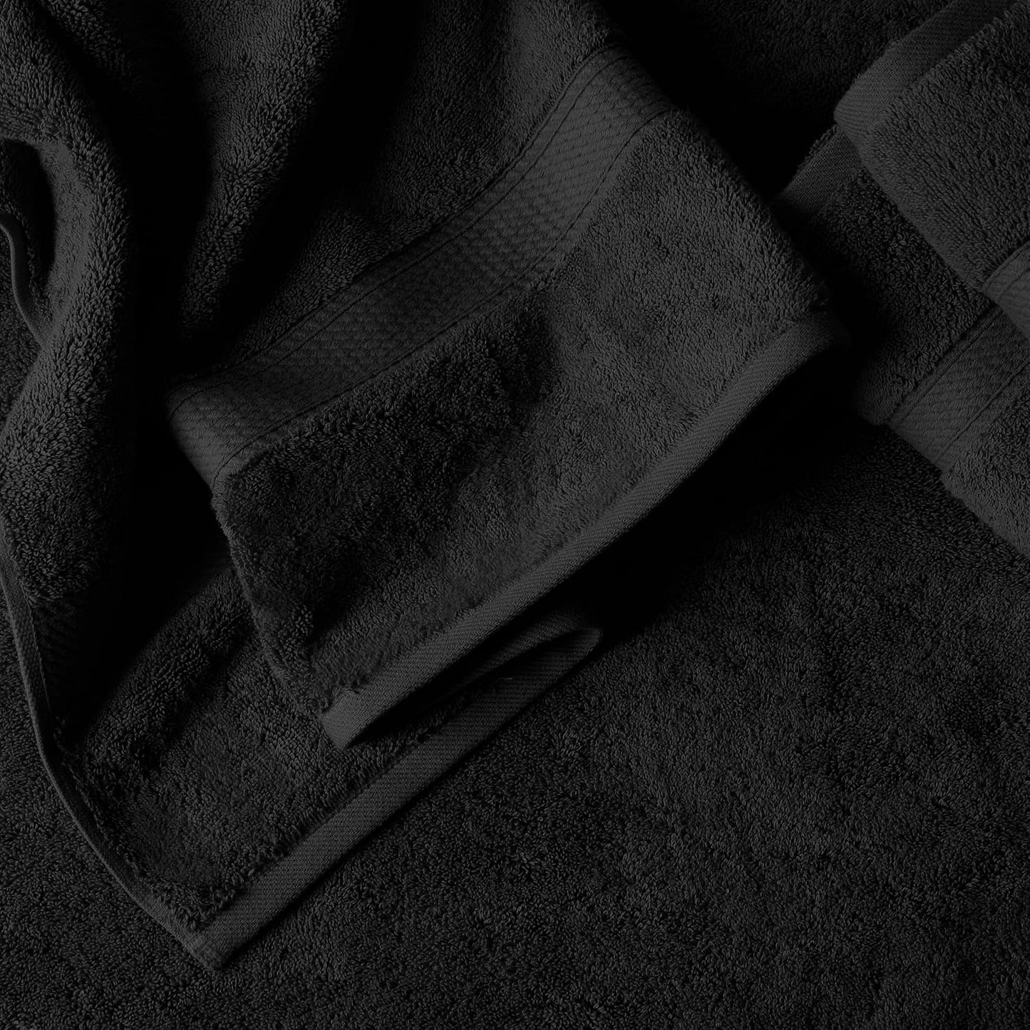 Superior Egyptian Cotton Pile 6 Piece Towel Set, Includes 2 Bath, 2 Hand, 2 Face Towels/Washcloths, Ultra Soft Luxury Towels, Thick Plush Essentials, Guest Bath, Spa, Hotel Bathroom, Black