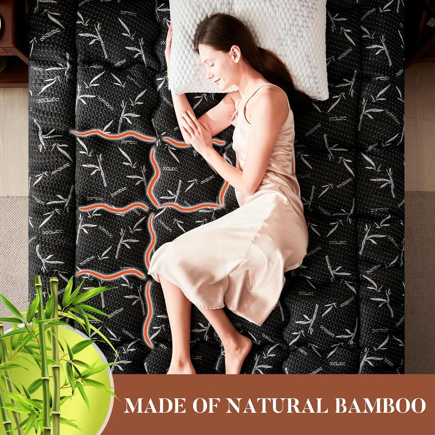 100% Waterproof King Size Mattress Topper, Thick Pillow Top Mattress Pad，Up to 25 Inch Deep Pocket,Soft Breathable Mattress Pad for Back Pain, Protector Cover(Black)