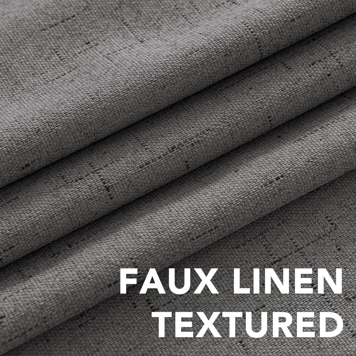 H.VERSAILTEX Primitive Linen Curtains 100% Blackout Curtain Drapes Burlap Fabric Curtains with White Thermal Insulated Liner, Grommet Top Drapes Living Room/Bedroom (2 Panels, 42 x 84 Inch, Grey)
