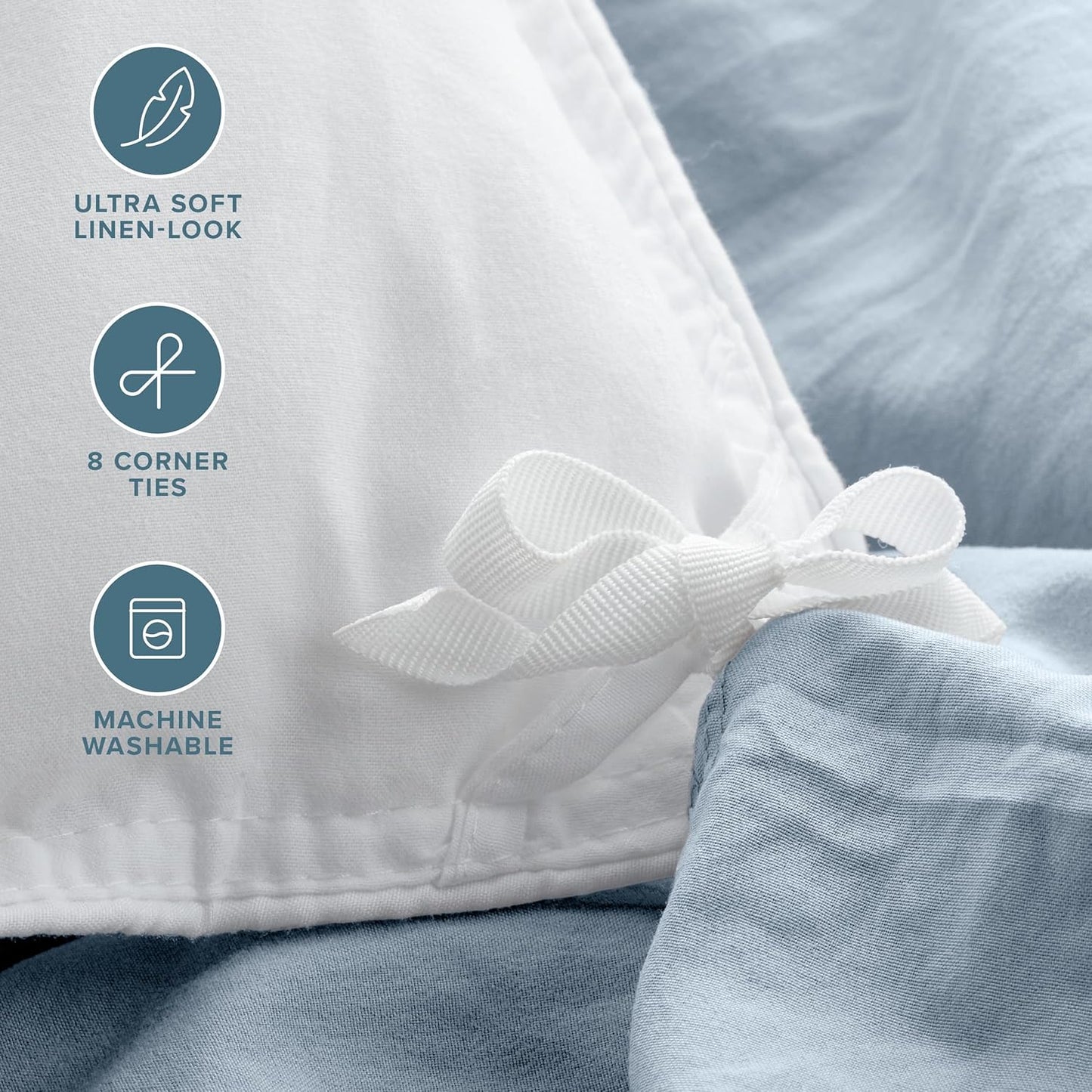 Bare Home Microfiber Duvet Cover Set - Ultra Soft Washed Microfiber - Oversized Queen Size - Linen-Like Look - Easy Care - Breathable Fabric - Our Softest Duvet Cover Set (Oversized Queen, Dusty Blue)