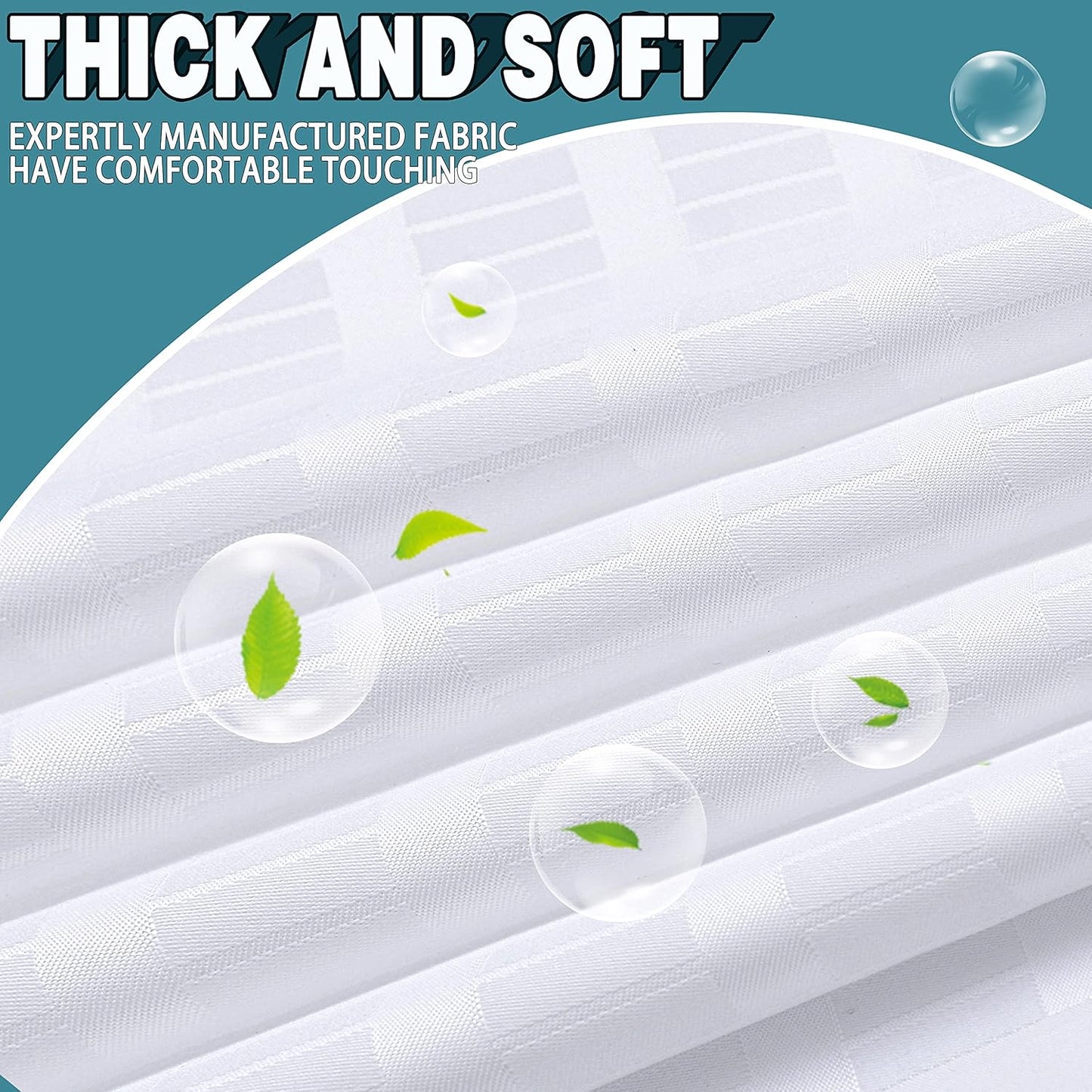 Extra Long No Hook Shower Curtain with Snap in Liner Set, Hotel Luxury White Shower Curtains for Bathroom with See Through Top Window, Waterproof, Washable 71W x 84H