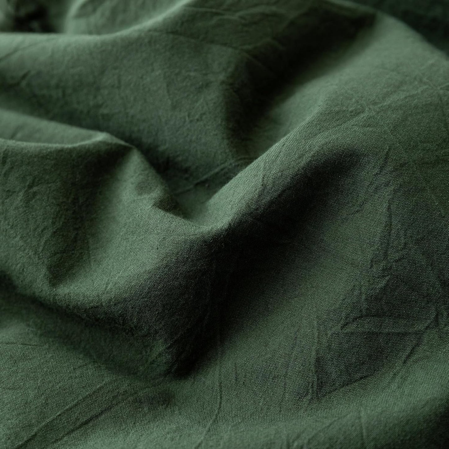 JIYUAN 100% Washed Cotton Duvet Cover Set 3 Pieces Cal King, 1 Duvet Cover 104x98 Inches(Comforter Not Included) and 2 Pillowcases,Linen Feel Bedding Set Comfy and Breathable,Forest Green