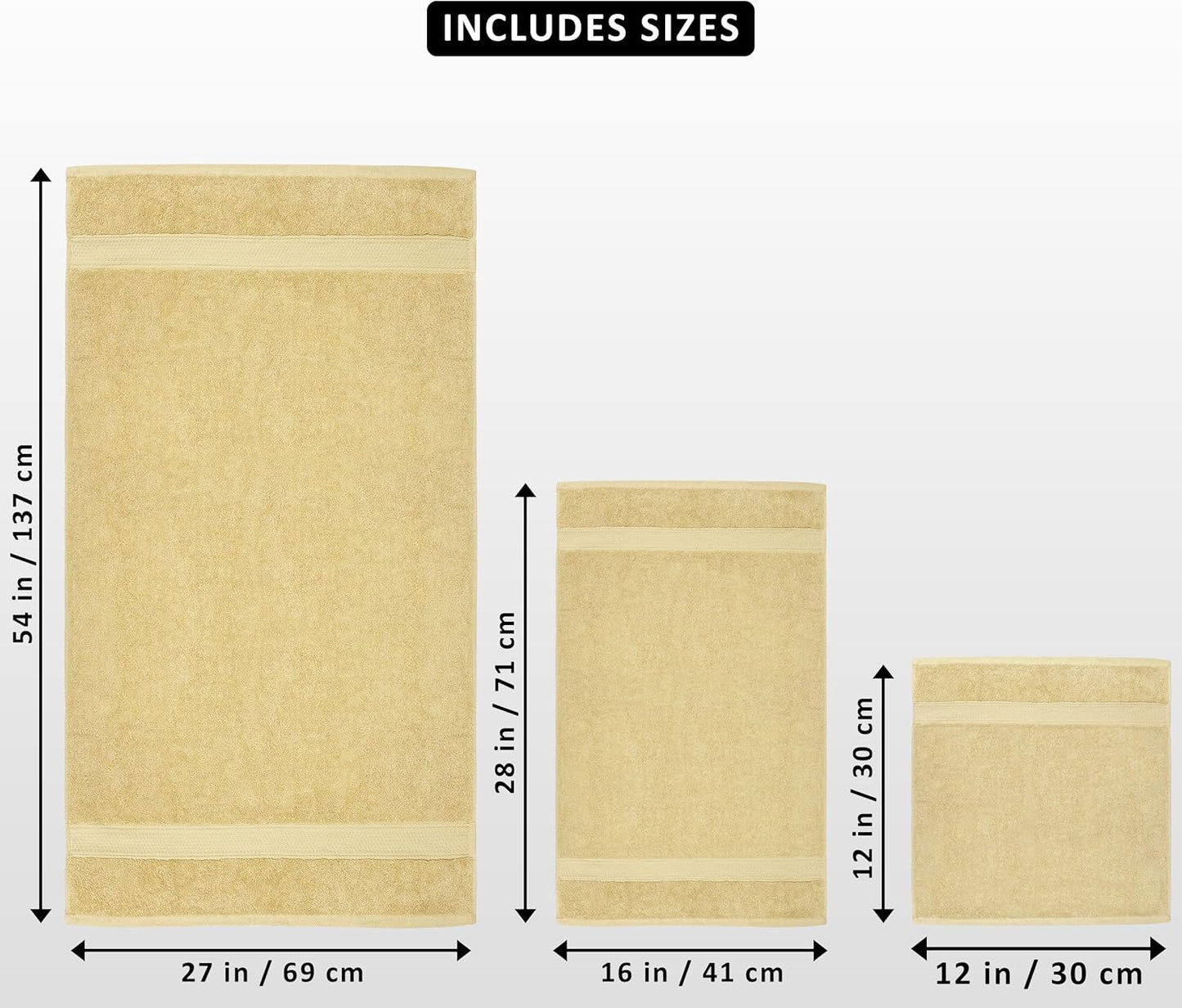 Utopia Towels 8-Piece Premium Towel Set, 2 Bath Towels, 2 Hand Towels, and 4 Wash Cloths, 600 GSM 100% Ring Spun Cotton Highly Absorbent Towels for Bathroom, Gym, Hotel, and Spa (Beige)