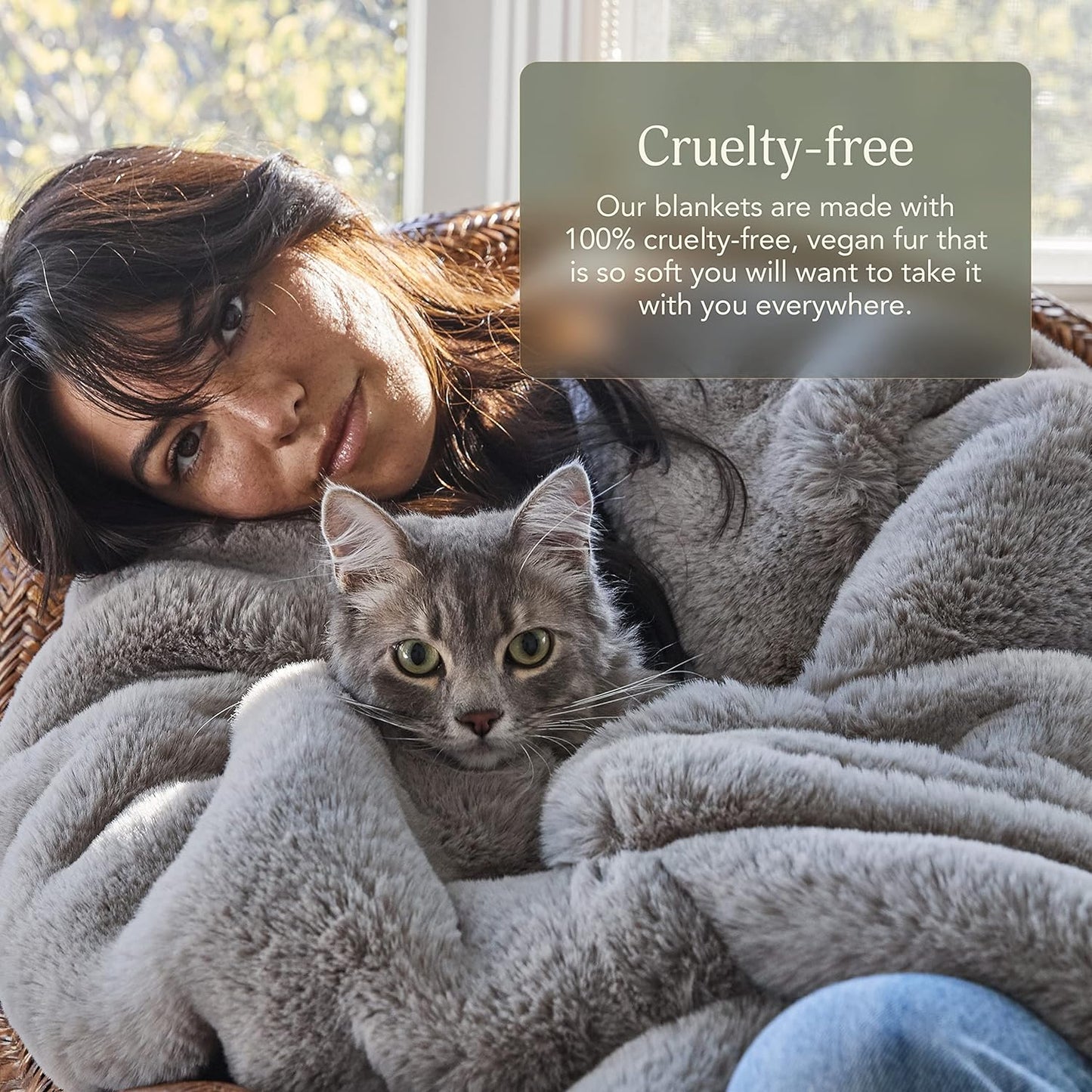 UnHide Marshmallow - Faux Fur Blanket - Heavy Weight, Extra Soft Blanket - Made from Recycled Materials - Machine Washable - Large (90" x 108") - Greige