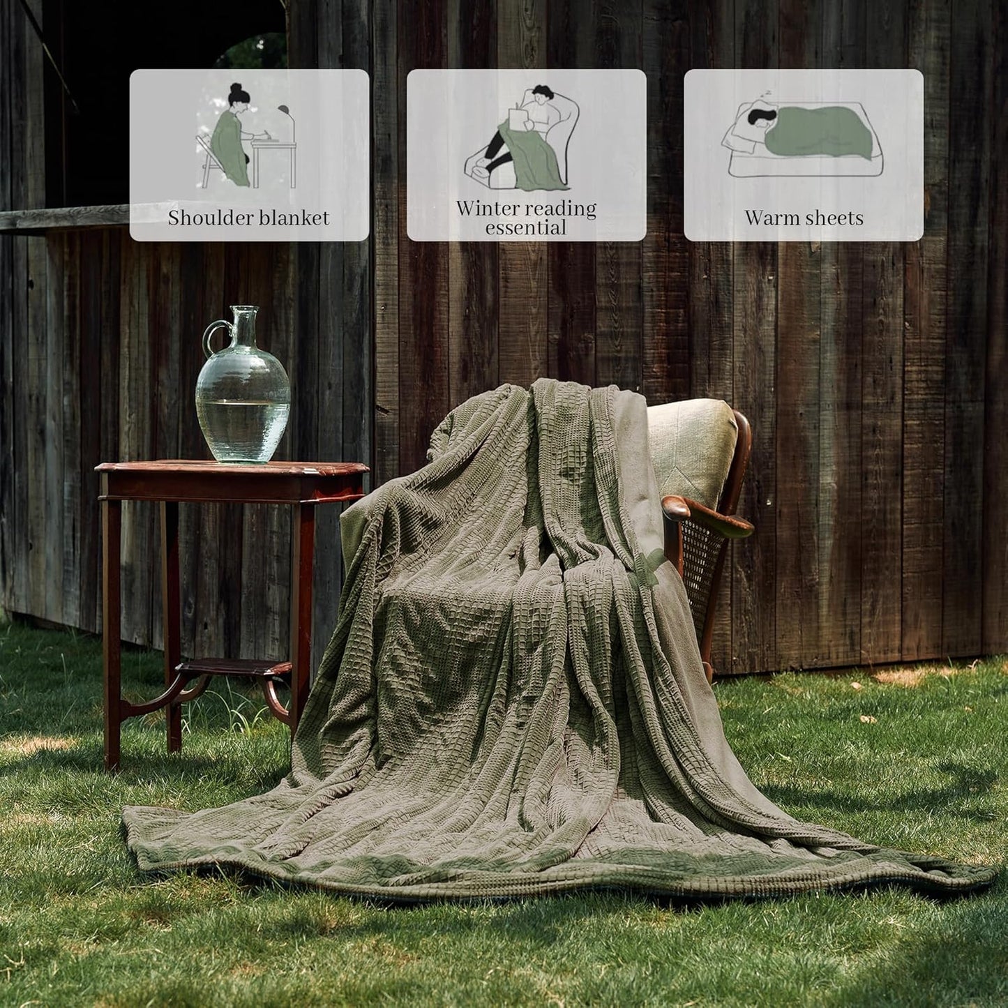 Electric Blanket Queen Size 84''X90'' - Heated Blanket with Dual Control Fast Heating 10 Heating Levels & 10 Hours Auto Off,ETL Certified Machine Washable (Gray Green)