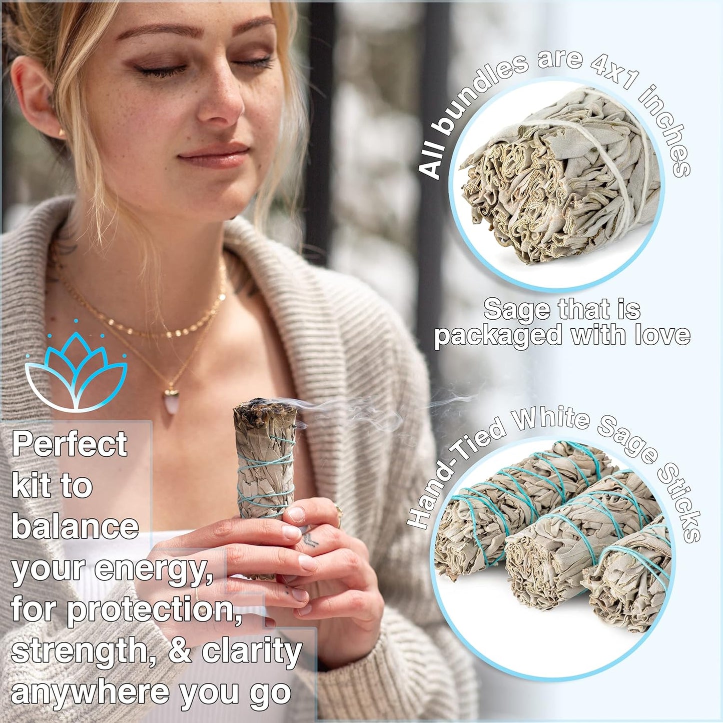 JL Local 100 Wholesale White Sage Smudge Sticks for Cleansing, Purifying & Smudging