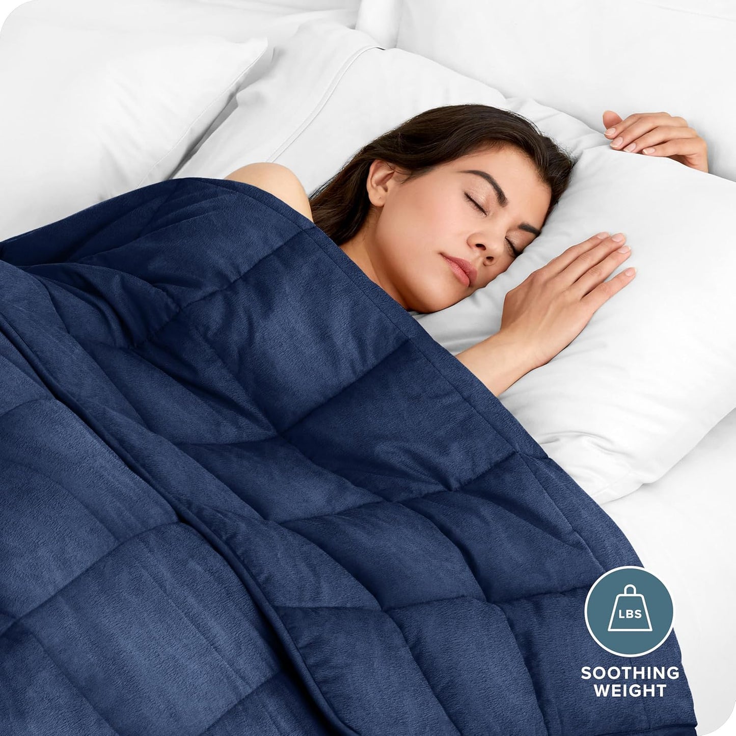 Bare Home Weighted Blanket Twin or Full Size 7lb (40" x 60") for Adults - Minky Fleece - Premium Heavy Blanket Nontoxic Glass Beads (Dark Blue, 40" x 60")