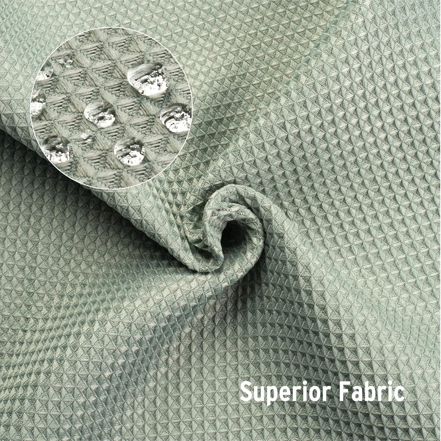 AmazerBath Sage Green Shower Curtain Fabric, Waffle Shower Curtain Cloth, Heavy Duty 240GSM, Hotel Quality Bathroom Shower Curtains, 72 x 72 Inches