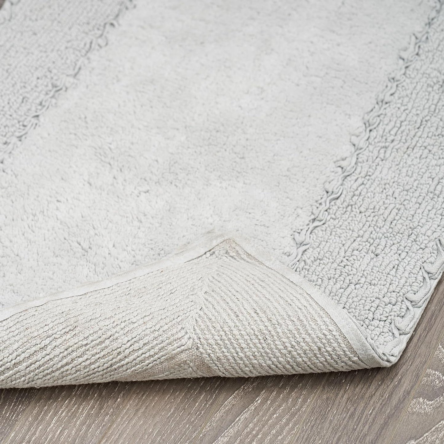 Laura Ashley Ruffle Border 100% Cotton Bath Rug, Light Grey, 20"x 34"