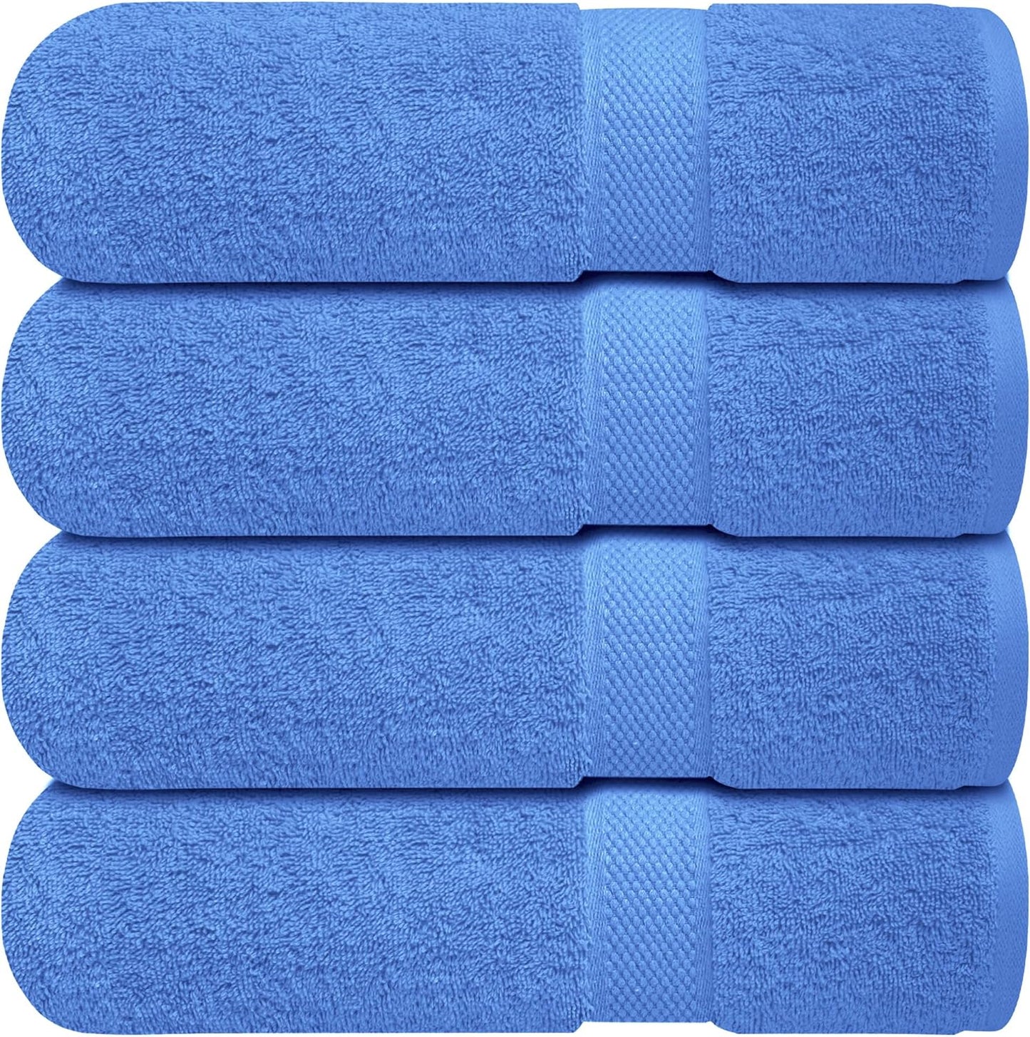 Infinitee Xclusives Luxury 100% Ring-Spun Cotton Bath Towels Set of 4 (27x54 inches) – Soft, Absorbent & Quick-Drying Towels for Bathroom, Gym, Spa & Hotel Use (Eloquent Blue, Bath Towels)