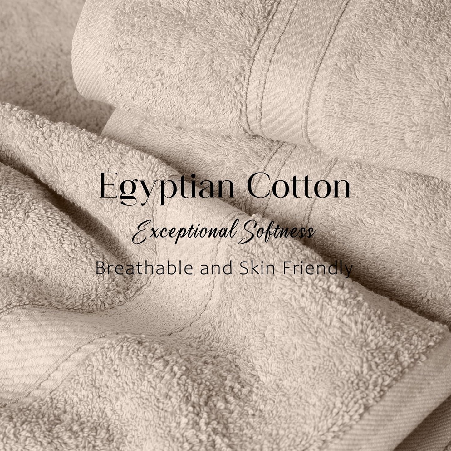 Superior Egyptian Cotton Pile 6 Piece Towel Set, Includes 2 Bath, 2 Hand, 2 Face Towels/Washcloths, Ultra Soft Luxury Towels, Thick Plush Essentials, Guest Bath, Spa, Hotel Bathroom, Stone