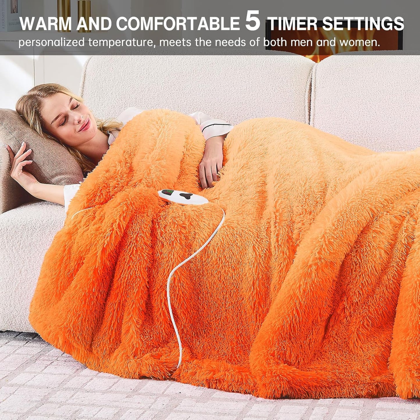 Heated Electric Blanket Twin–Faux Fur with Soft Thick Sherpa,Warm Winter Birthday Gifts for Women Grandma，10 Heat Settings,5 Time Settings with Fast Heating, 62x84, Cocoa Brown