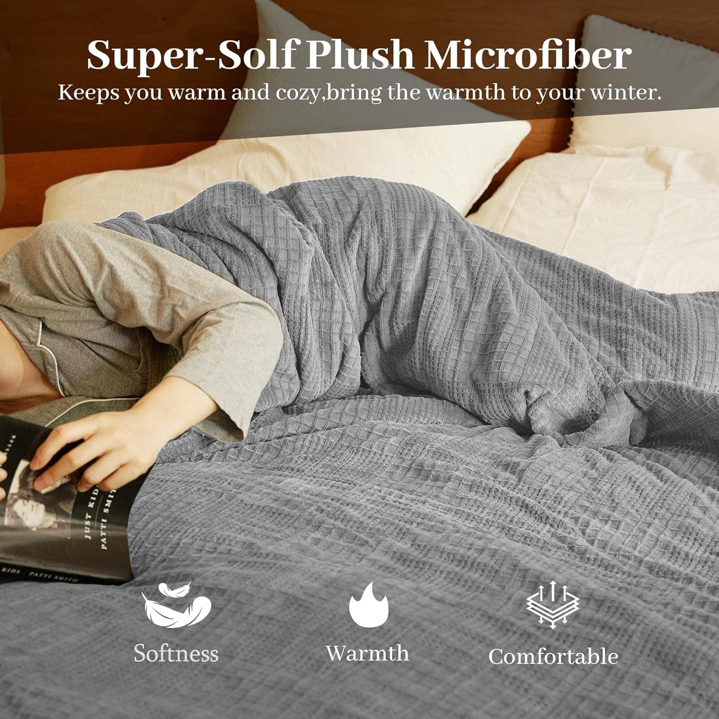 Electric Blanket Queen Size 84''X90'' - Heated Blanket with Dual Control Fast Heating 10 Heating Levels & 10 Hours Auto Off,ETL Certified Machine Washable (Grey)